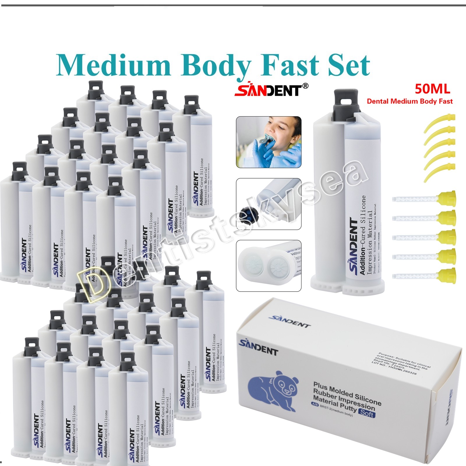MEDIUM Boay Material FAST SET Dental VPS Impression 50ml Cartridg 2/pk