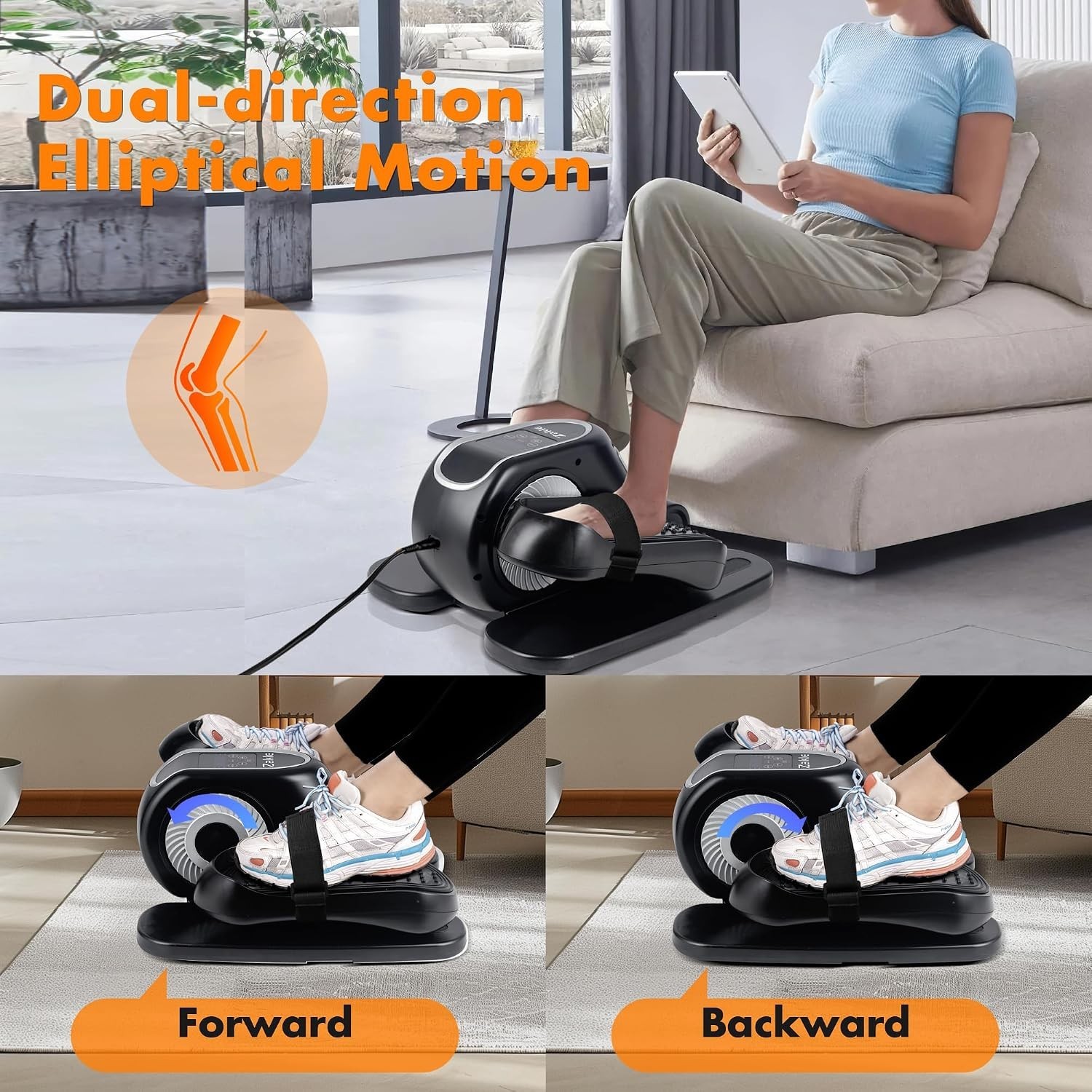 Under Desk Elliptical Machine, Electric Elliptical Training Machine w/Remote ...