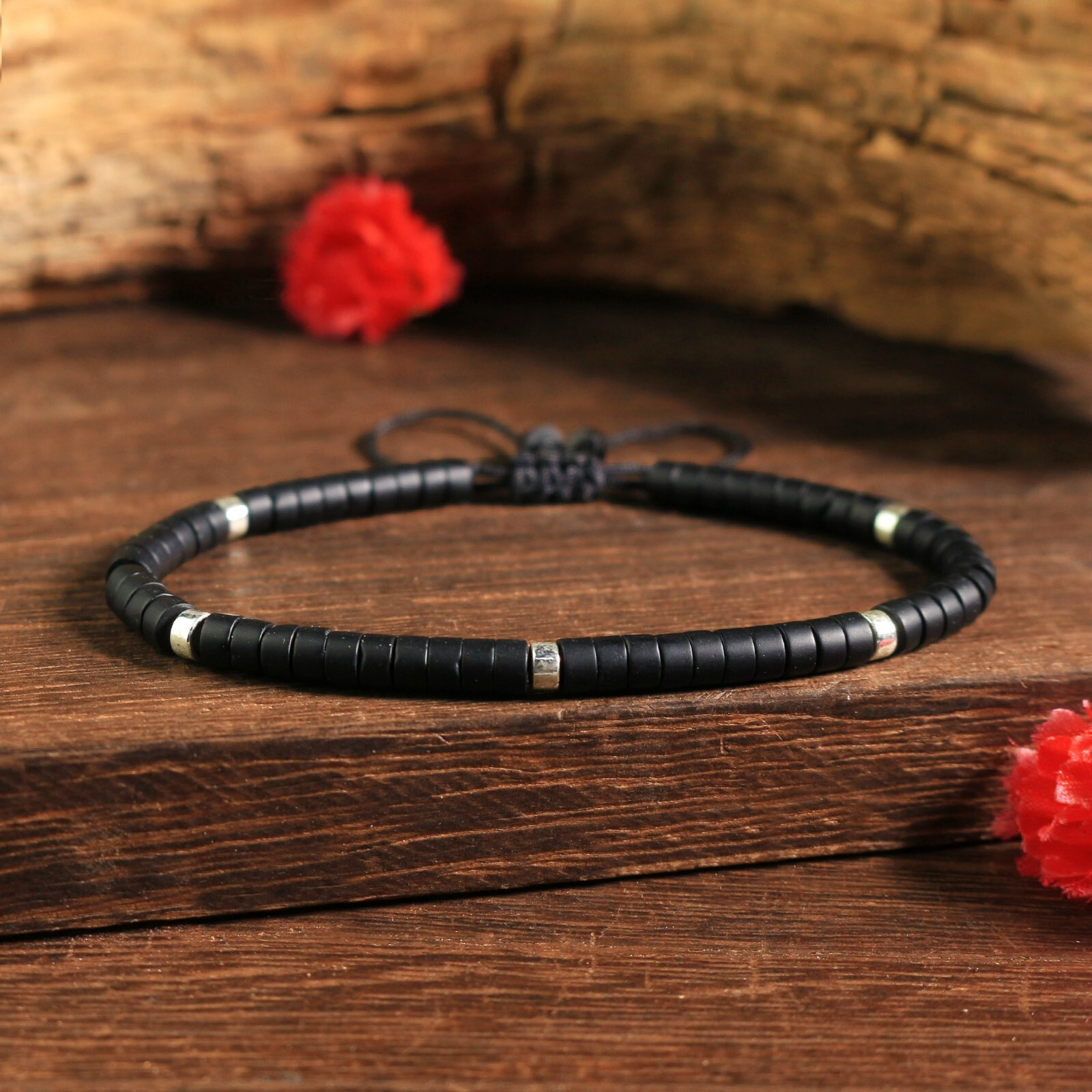Natural Black Tourmaline Beads Healing Reiki Crystal Men Women Dainty Bracelet