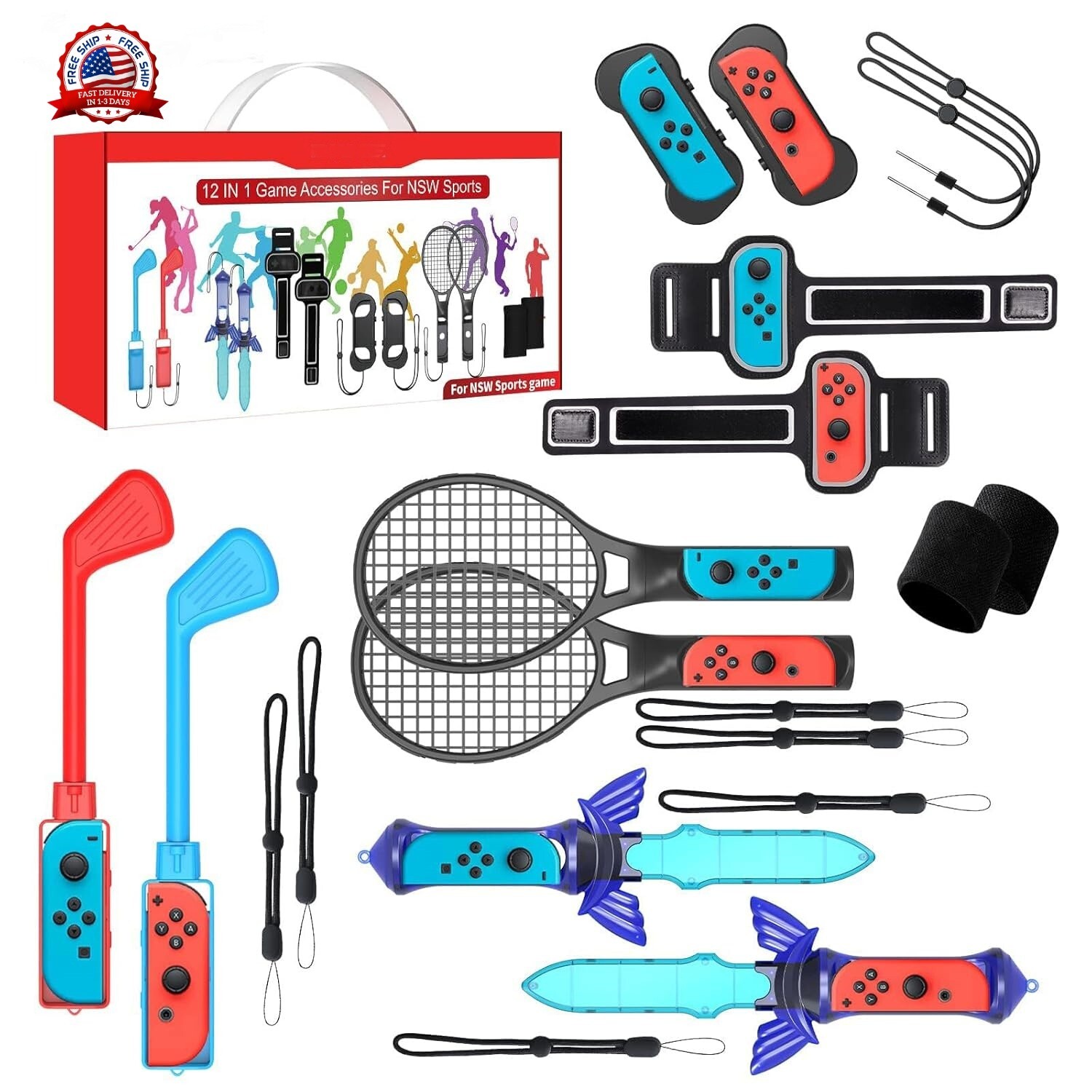 Accesorios deportivos para Nintendo Switch paquete 12 en 1 para juegos deportivo