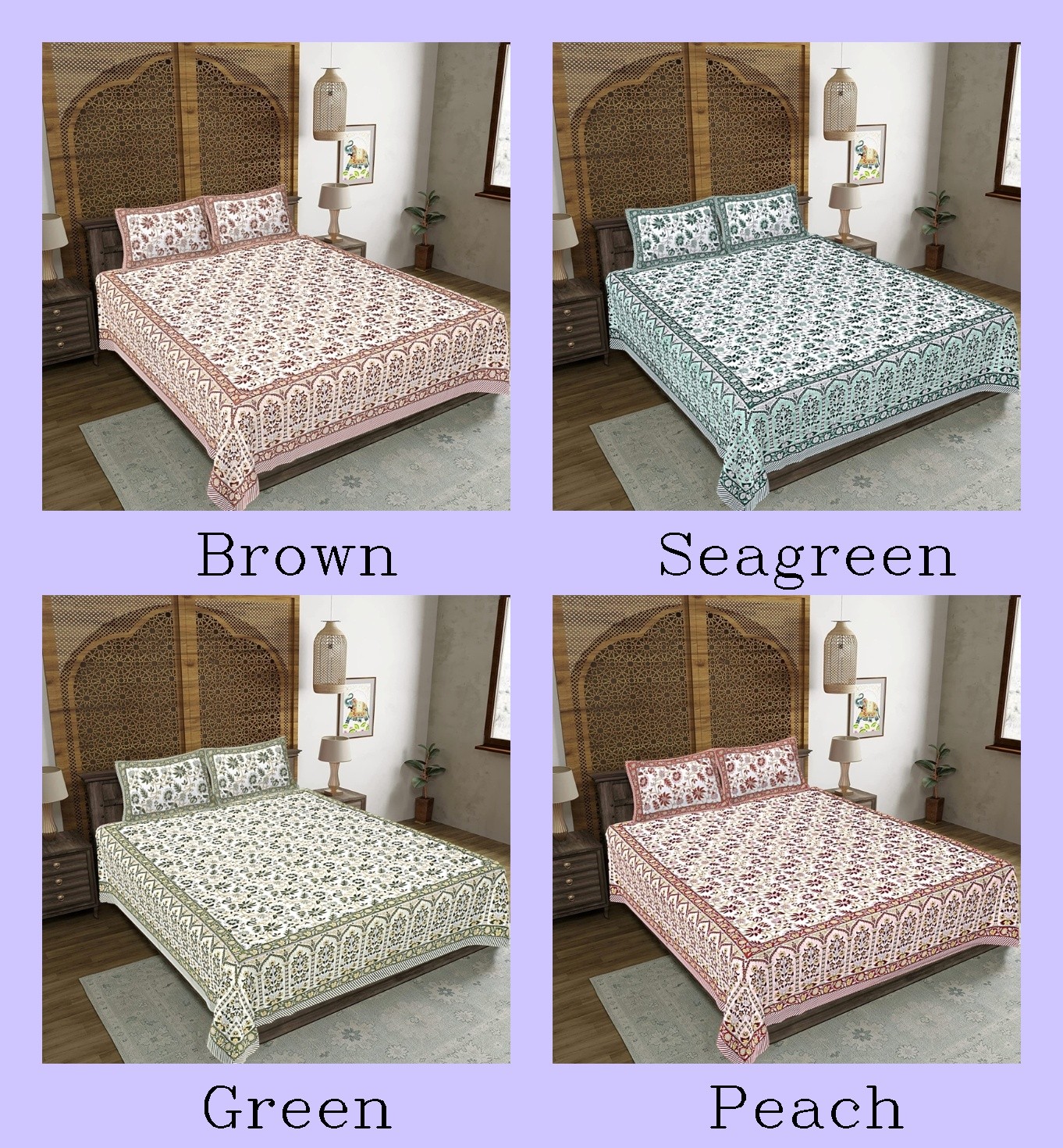 Cotton Bedsheet With 2 Pillow Cover Mandala Sheet Taj Mahal Design