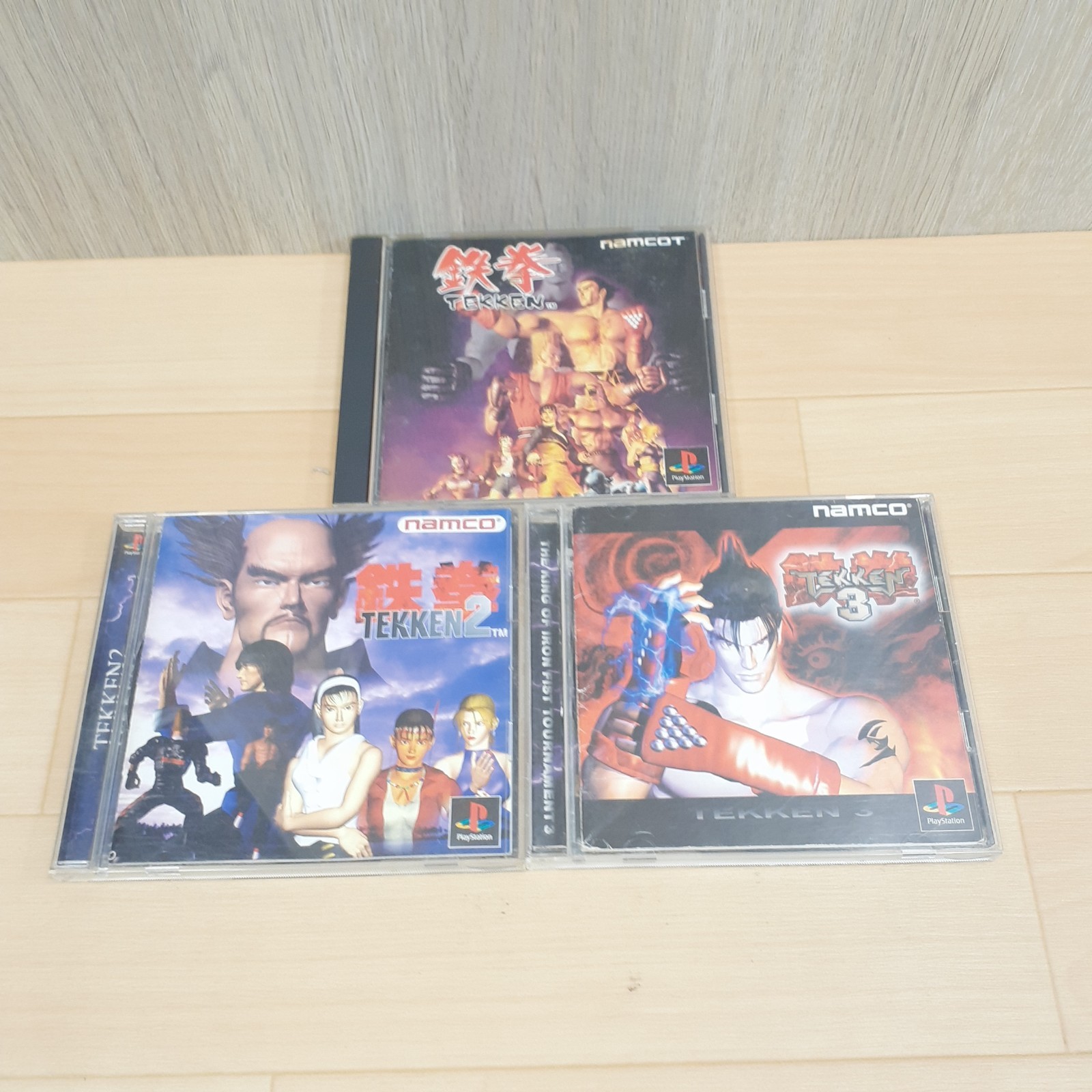 SONY PS1 console boxed with 2 controllers & 3 Games & HORI Fighting Stick Japan