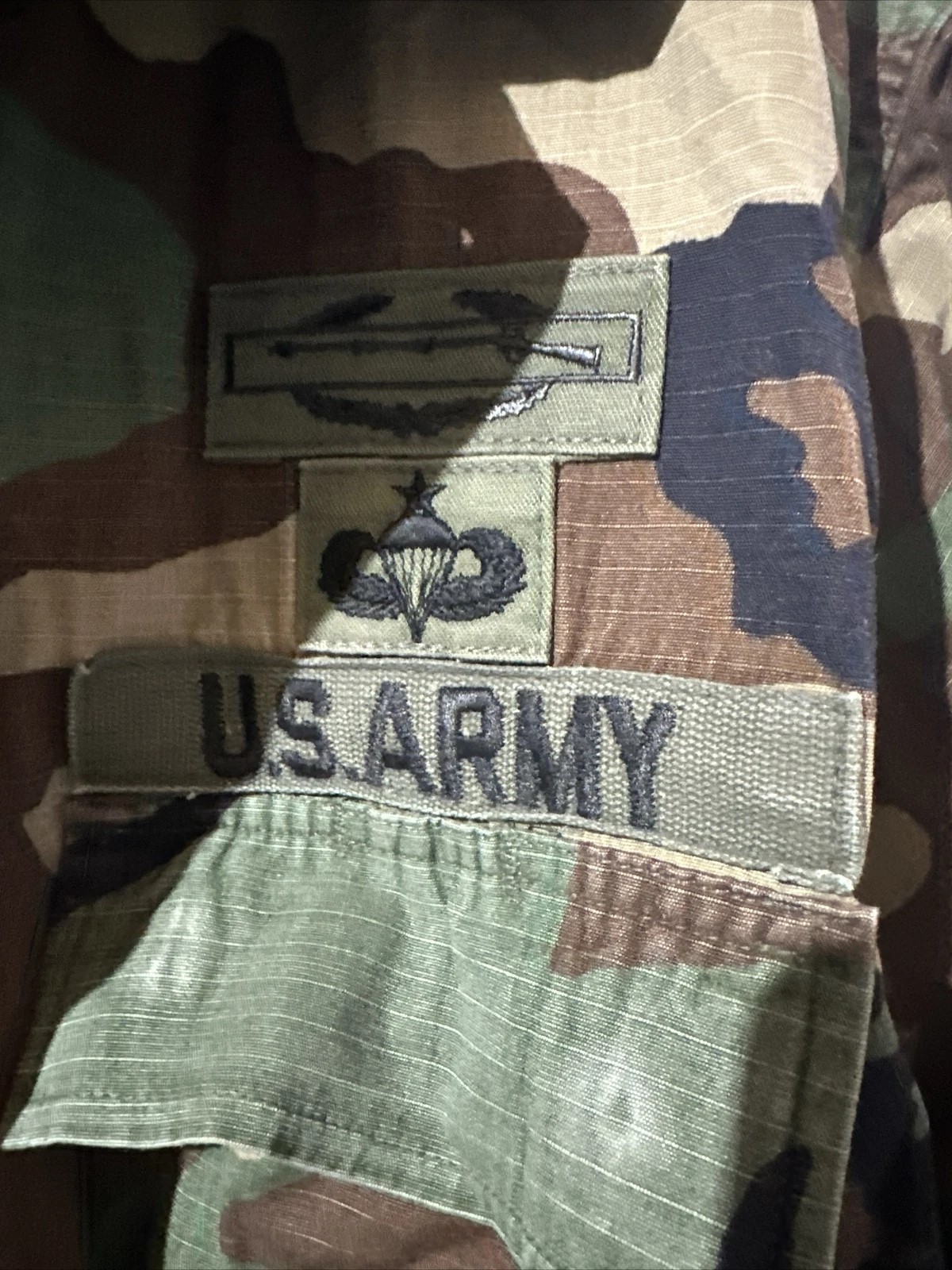 VTG US Army BDU Shirt Jacket 82nd Airborne CIB, Master Parachutist NAMED Lg Long