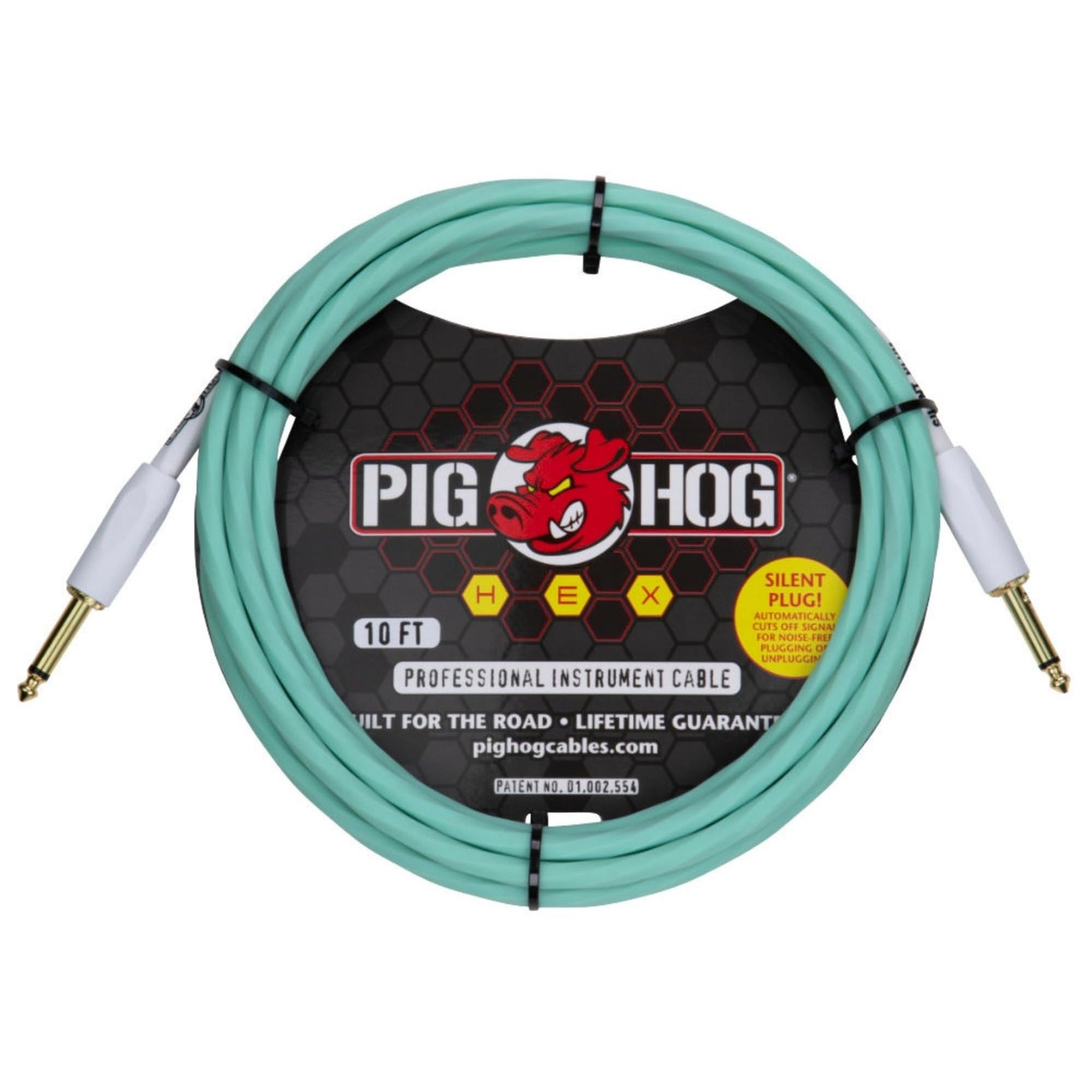 Pig Hog PHSH10SG Hex Series Silent Cable 10' - Seafoam Green
