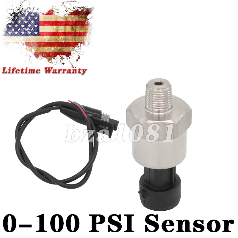 100 PSI Stainless Steel Pressure Transducer Sender Sensor For Oil Fuel Air Water