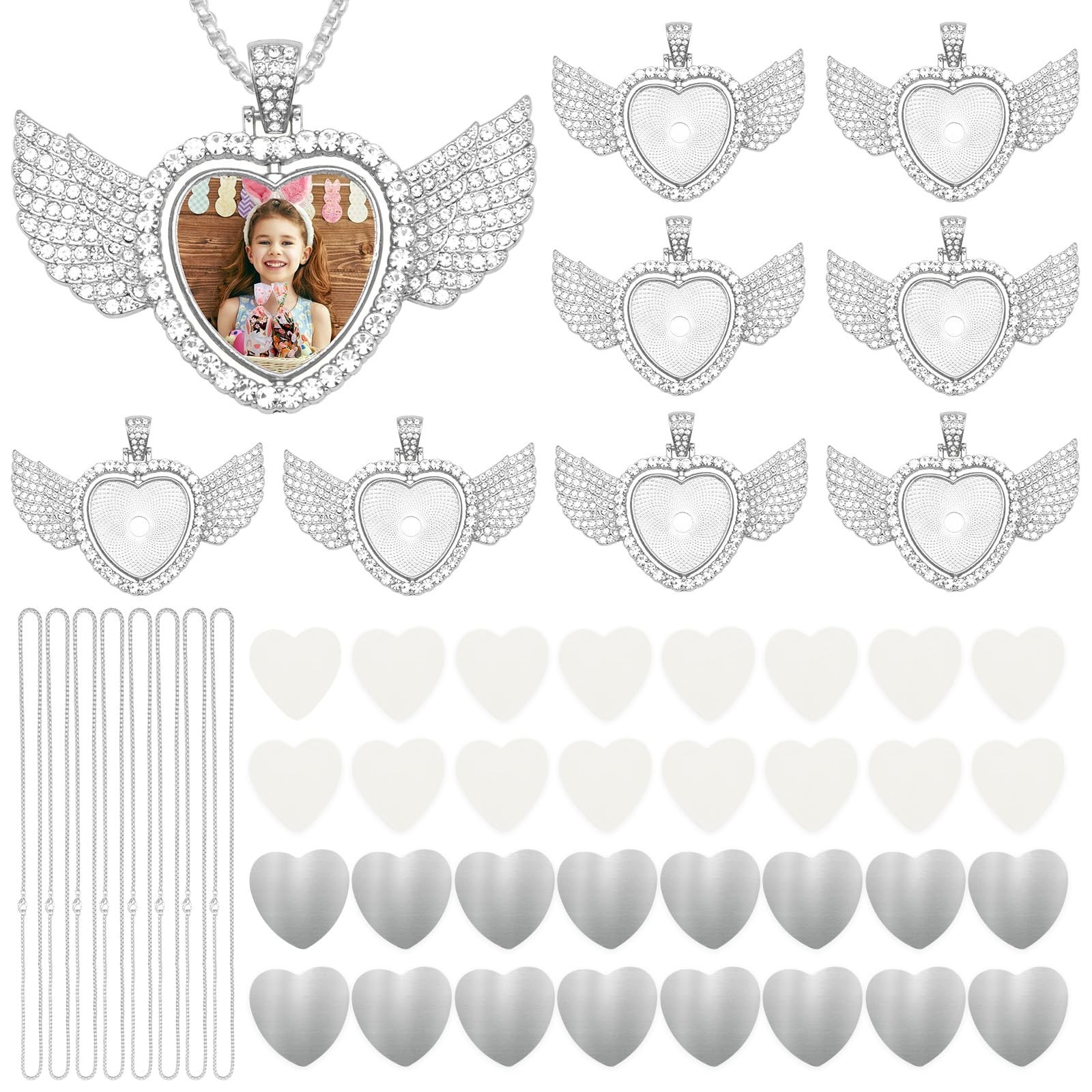 ZYNERY 48 Pcs Sublimation Rhinestone Trays Pendant Set, Sublimation Necklace ...