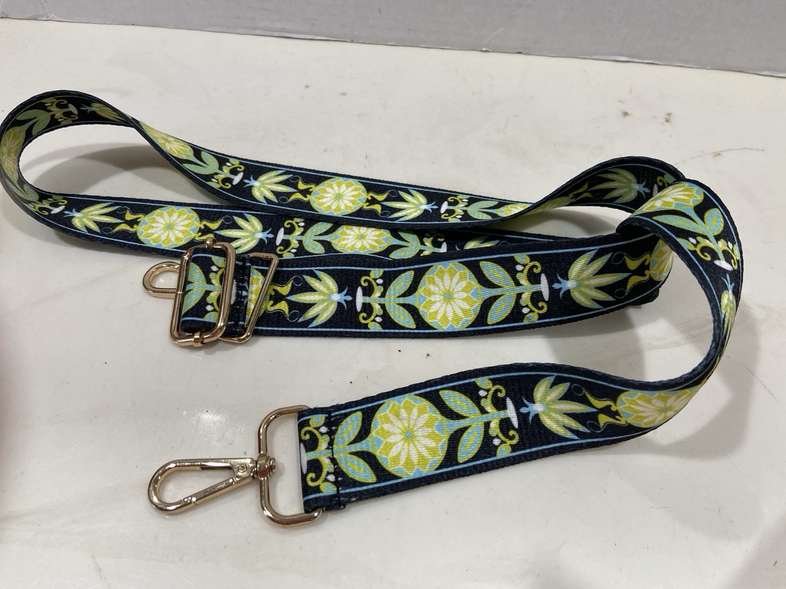 Luggage Strap Black Floral  1.5x46"