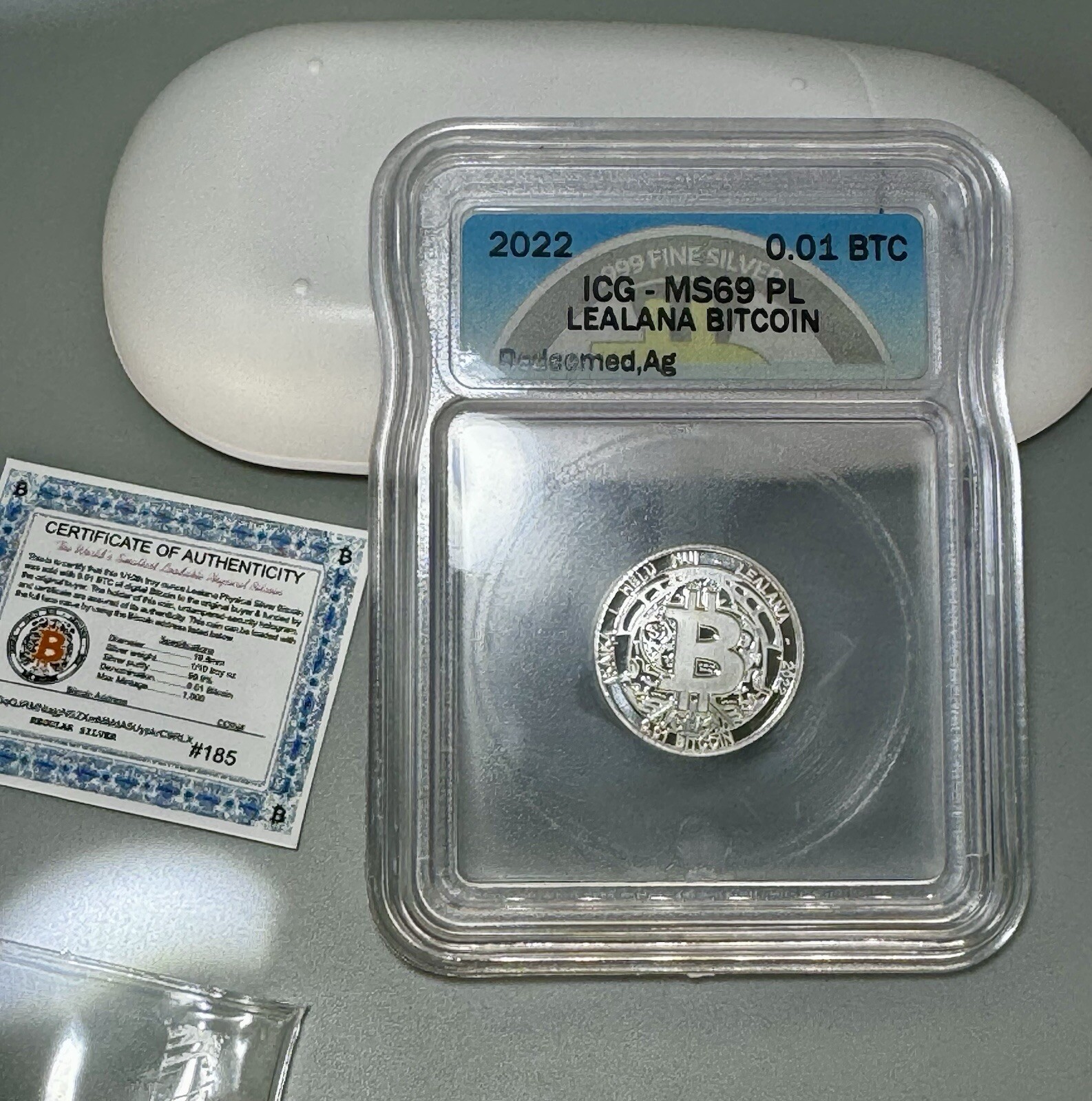 Lealana .01 Sil "Cent redeemed With COA lim 140 MS-69-bit coin Lealana CASASCIUS