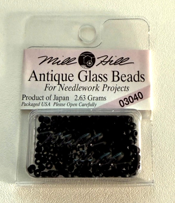 Mill Hill 03040 Antique Glass Seed Beads Flat Black – New – Multiple Available