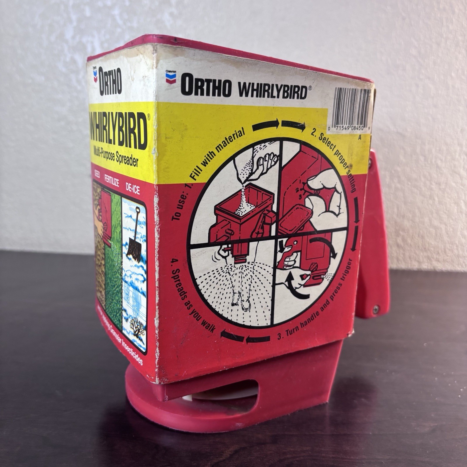 Vintage Ortho Whirlybird Spreader Multipurpose Grass Seed Fertilize Icemelt NEW