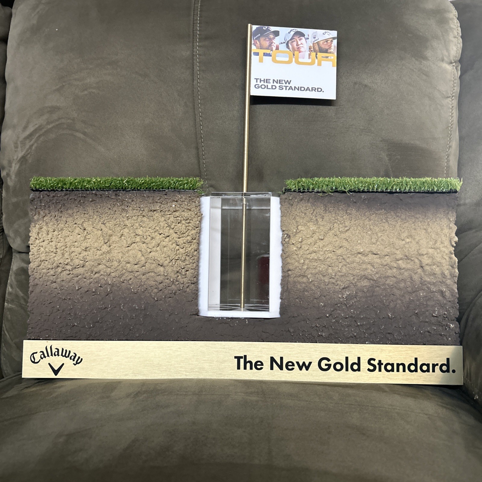 Callaway Golf Retail Display Brass Flag Turf Cup Counter Advertising