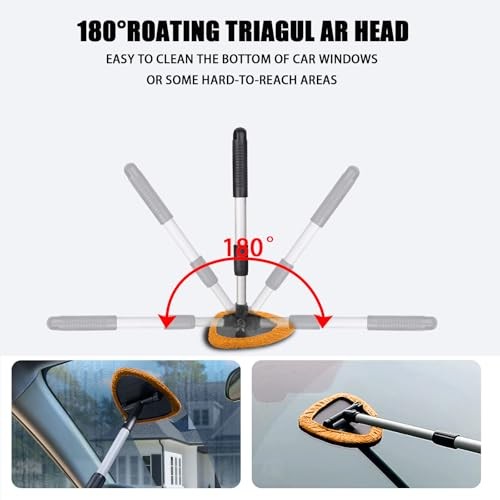 Windshield Cleaner Tool - Portable Car Interior Window Cleaning Kit with Orange