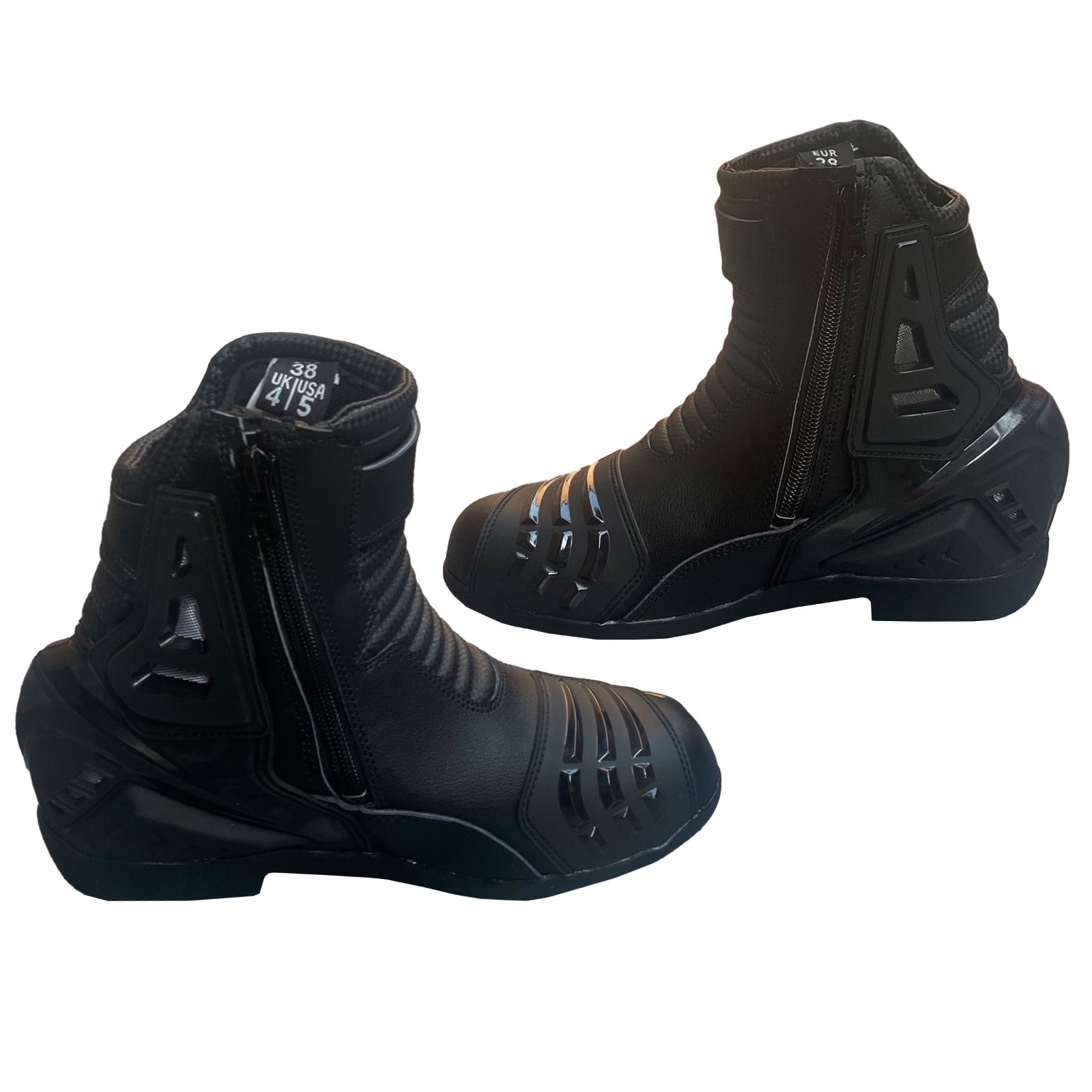 BMW M Motorrad Black Motorbike Racing Leather Boots Protective Sports Biker Shoe