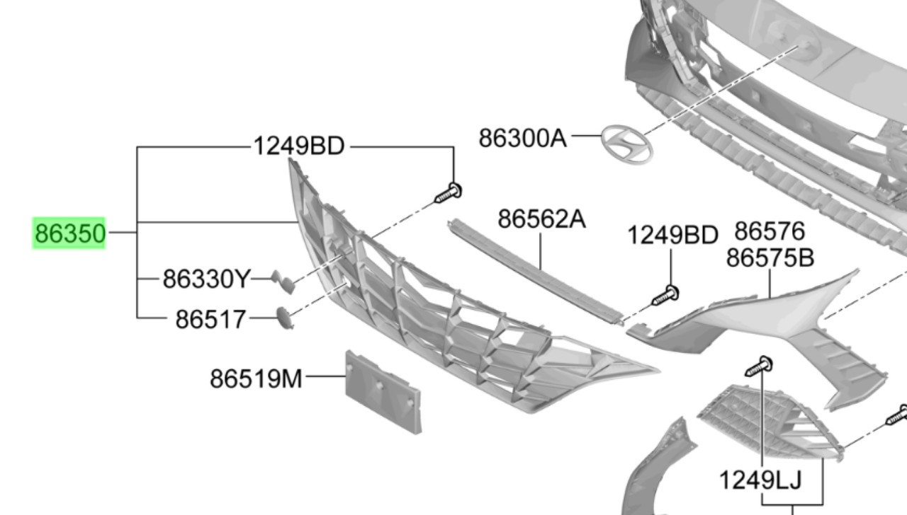 OEM Hyundai Replacement Front Grill for Elantra N 2022-23