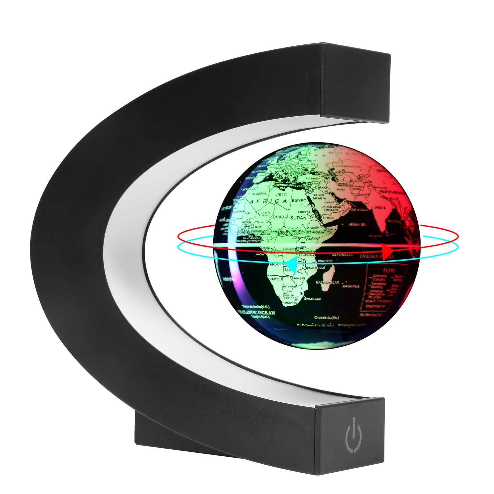 Magnetic Levitation Floating Rotating World globe Black Glow Color-Changing