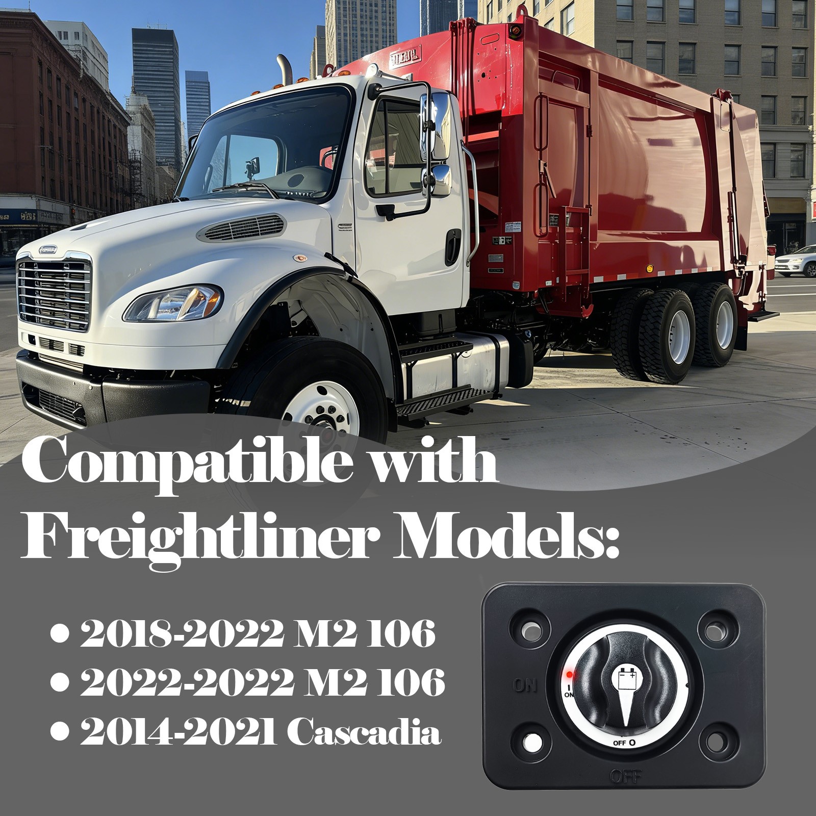 Cutoff Switch For Freightliner Cascadia Battery Disconnect Switch w/Red LED