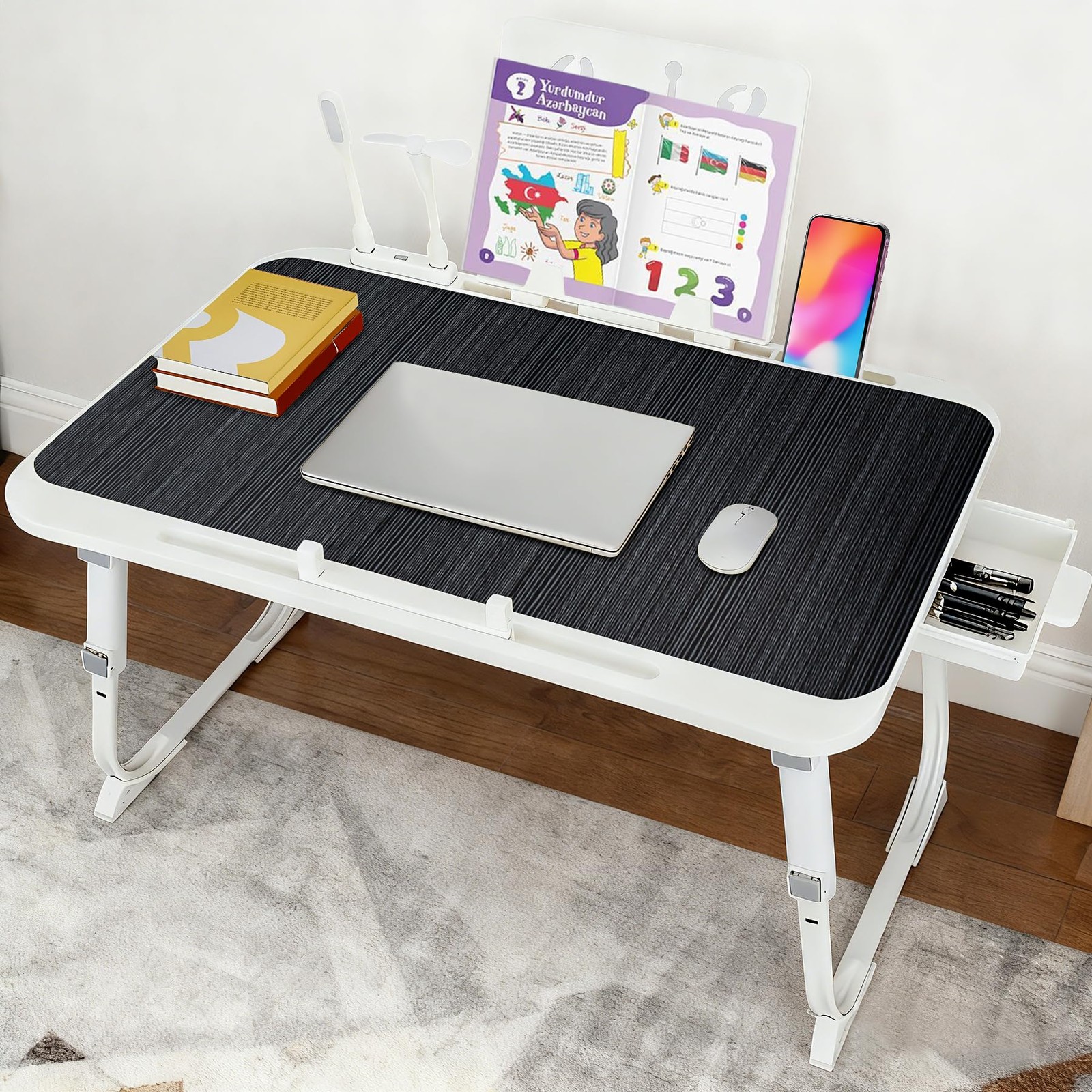 Laptop Desk for Bed, Adjustable Height Laptop Bed Table, Foldable Lap Desk wi...