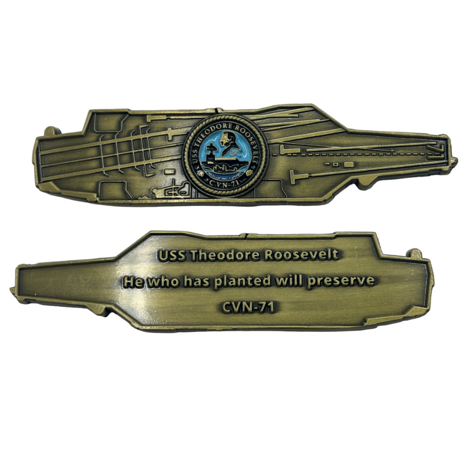 USS Theodore Roosevelt (CVN-71) Challenge Coin - US Navy Carrier Shape