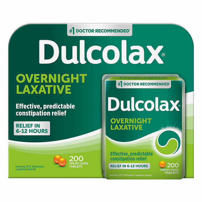 Dulcolax Overnight Laxative 200 Tablets Constipation relief in 6-12 hrs Exp9/25+