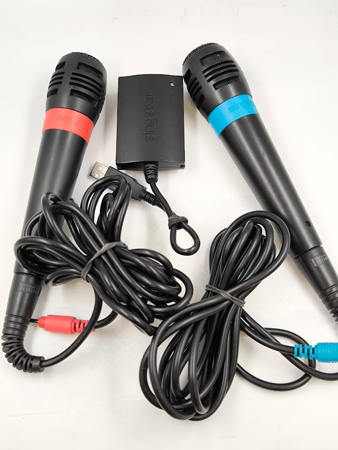 Playstation 2 PS2 Microphones Singstar With USB Dongle Connector Working Black