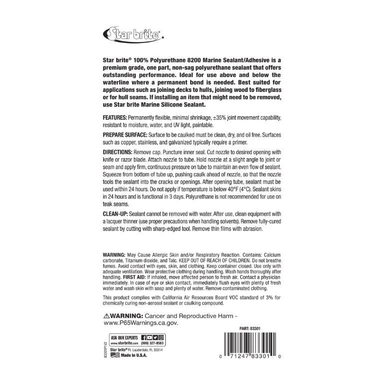 Star Brite 8200 Marine Polyurethane Sealant Adhesive