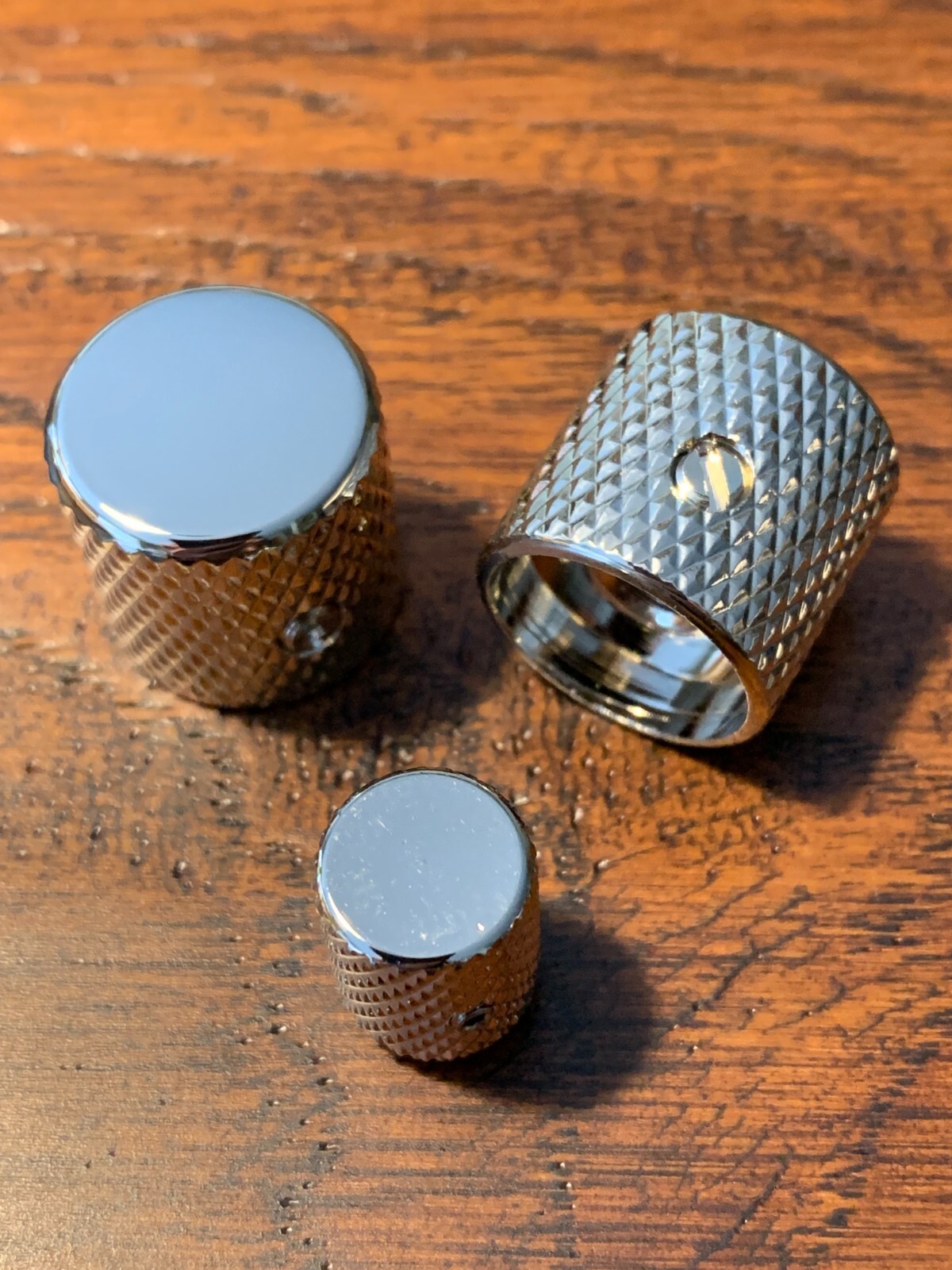 NICKEL Plated - Solid Brass / Telecaster Knurled Guitar Knobs & Switch Tip Set
