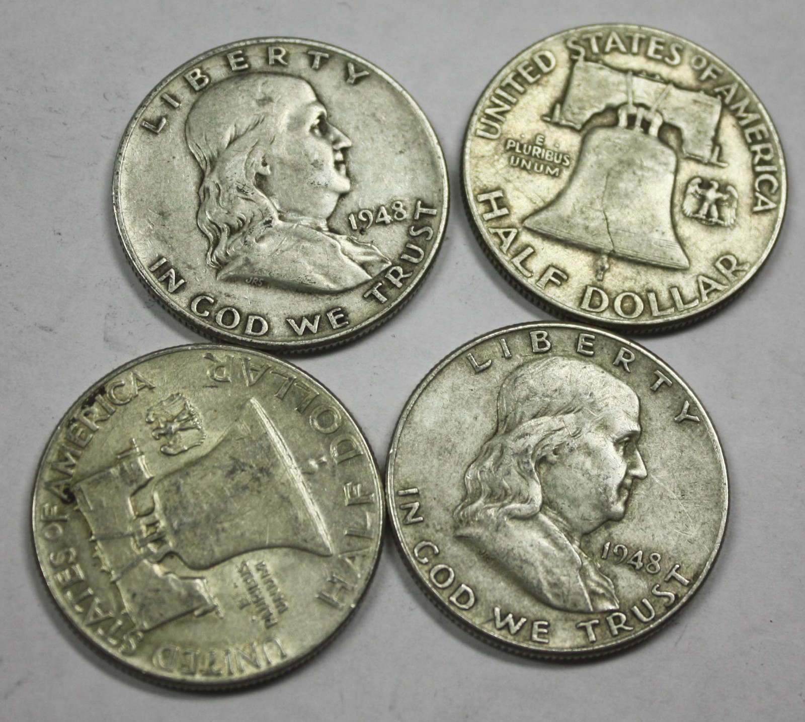 1948-p Franklin Half Dollar. Average Grade of Coin You Receive is Photographed