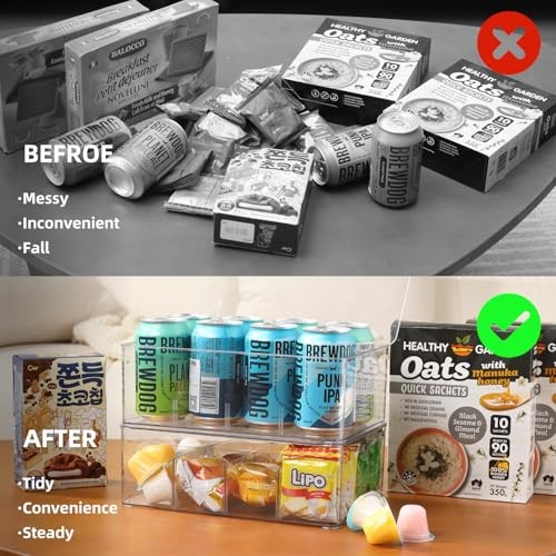 Divided Clear Plastic Organizer Bin with Hinge Lid, 8 Sections Tea Bag Two