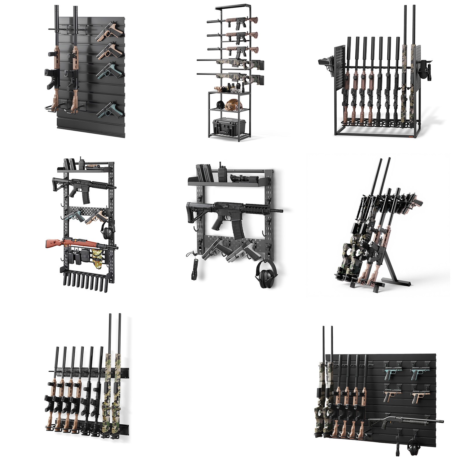 Uimoso Gun Rack Wall/Floor Mount for 2-9 Rifles, Tactical Storage Solution