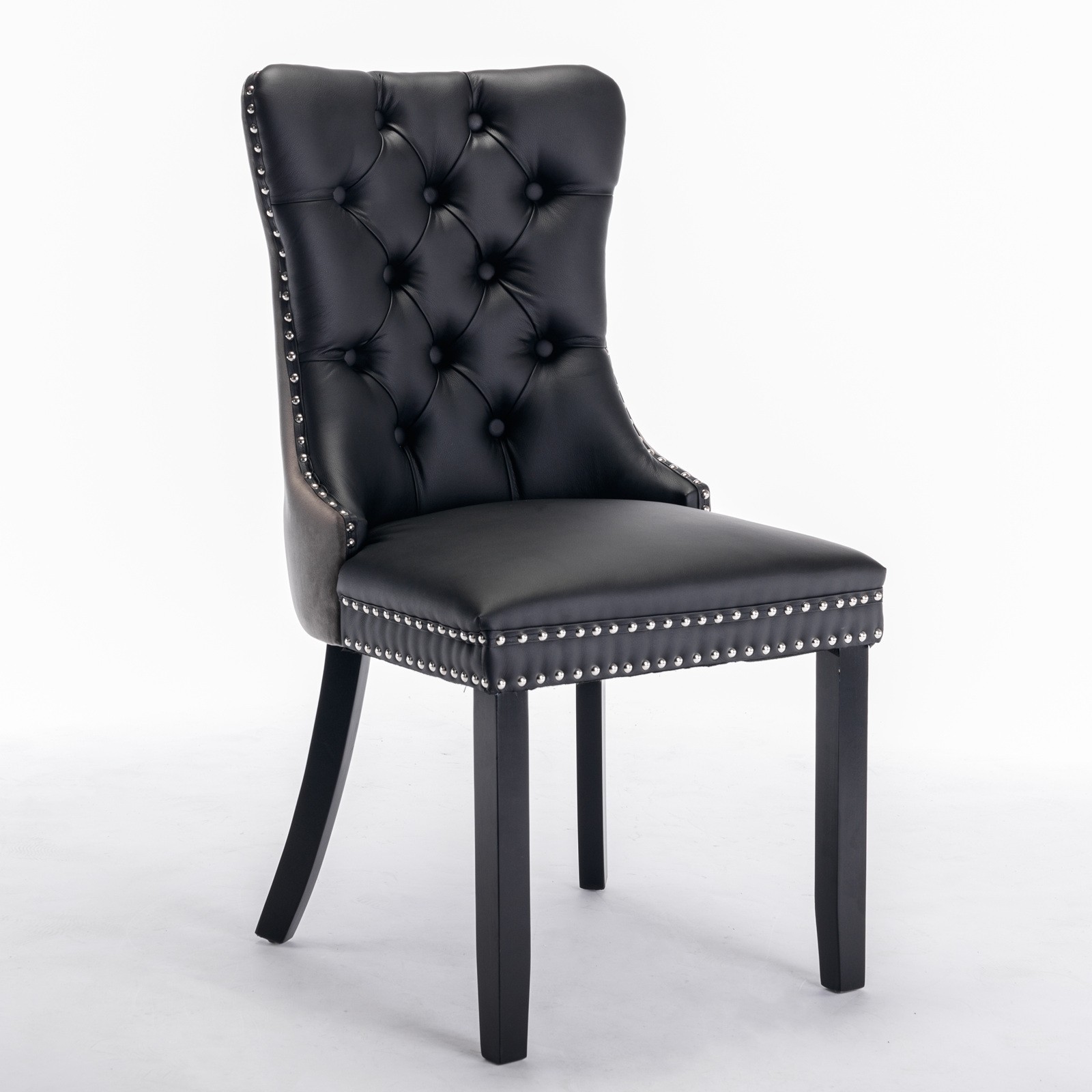 A&A Nikki Modern Tufted Solid Wood PU & Velvet Upholstered Sofa
