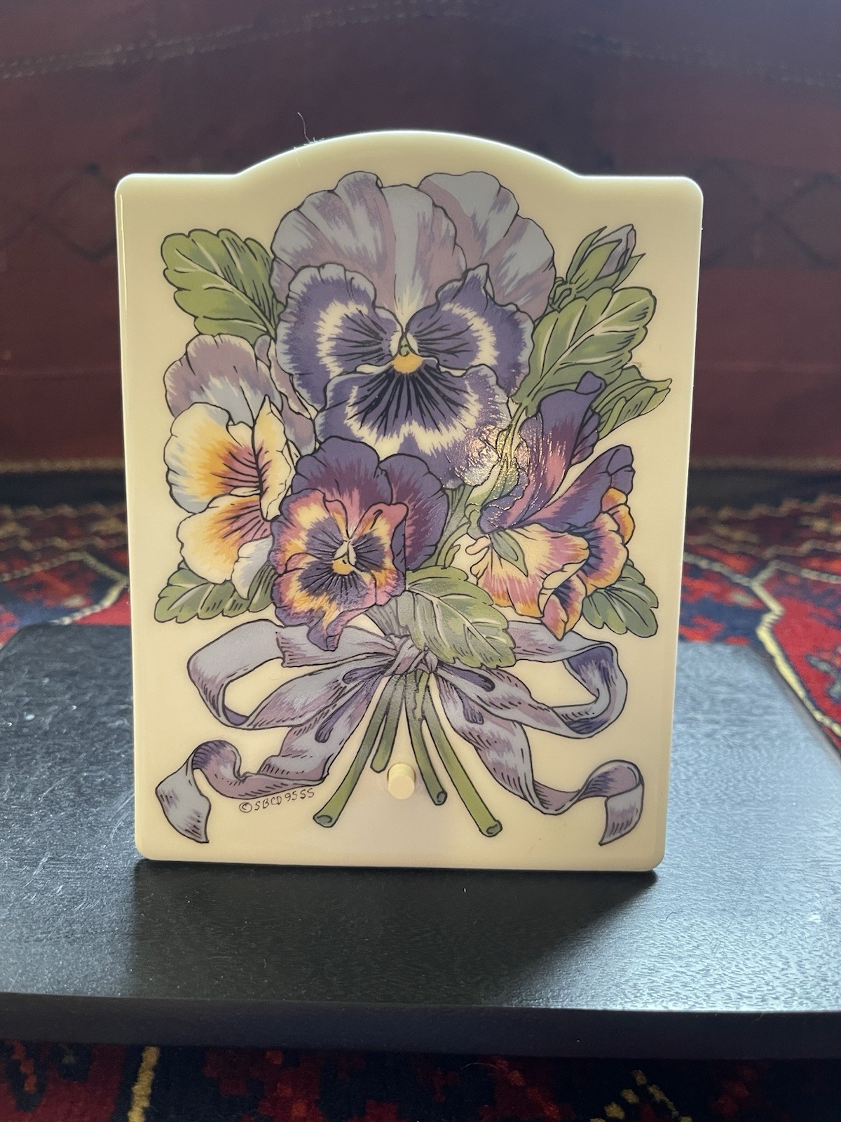 Santa Barbara Ceramic Design Floral Nightlight SBCD Pansies Vintage.