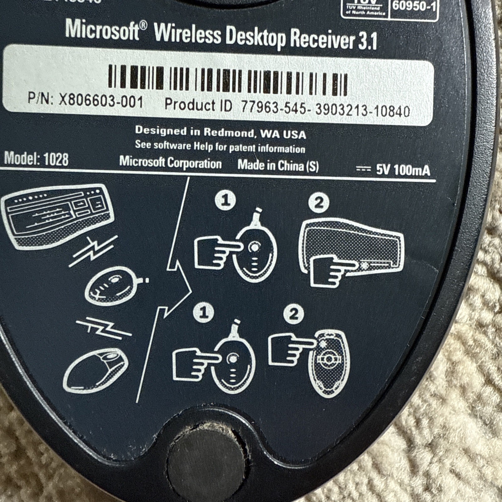 Microsoft Wireless Optical Desktop Receiver 3.1 Model 1028 Replacement