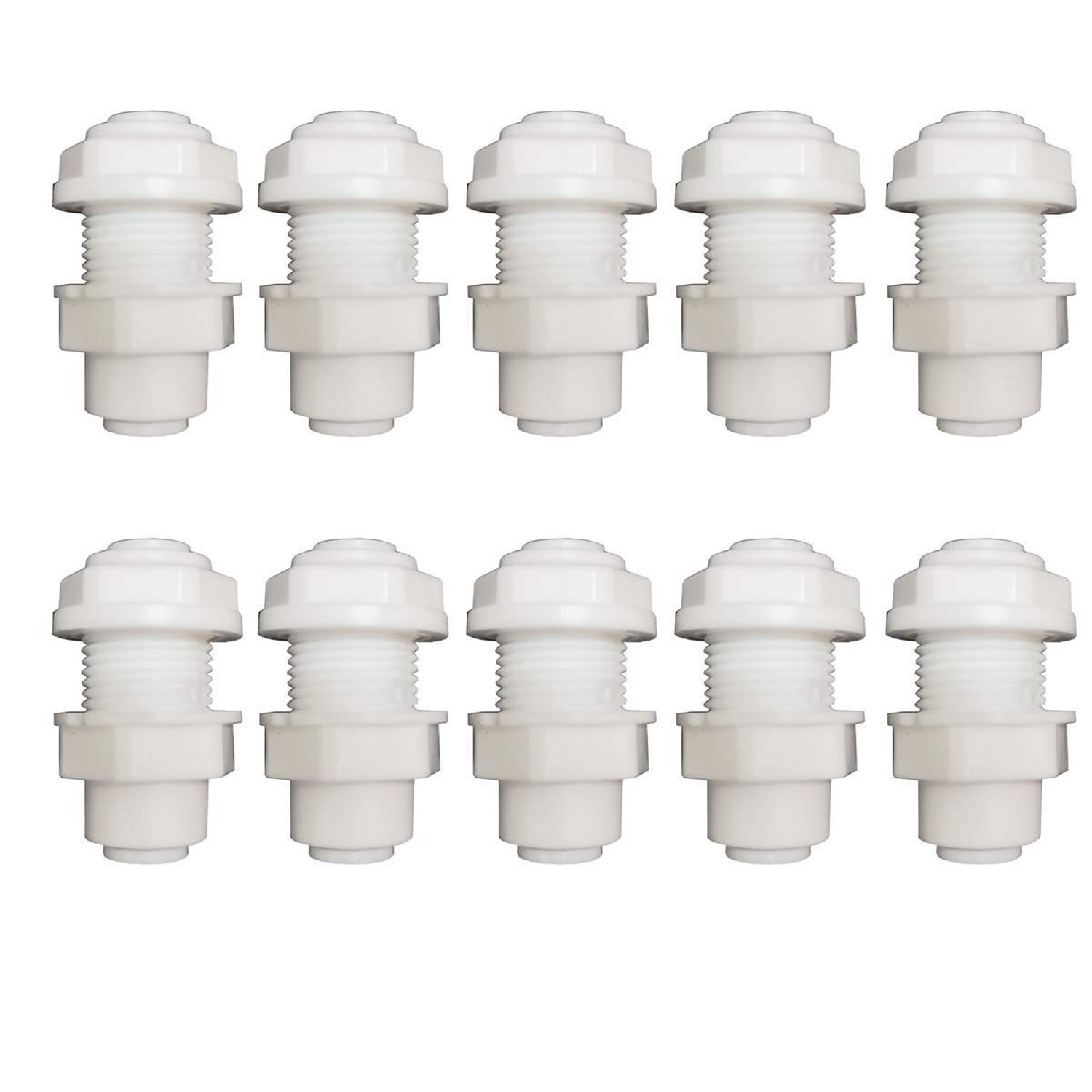 YZM White Fittings Bulkhead Connector 1/4" Tube Quick connect RO Water Filter...