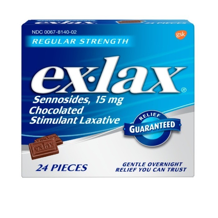 Ex-Lax Sennosides 15 mg Chocolate Stimulant Laxative Pieces Regular Strength 24