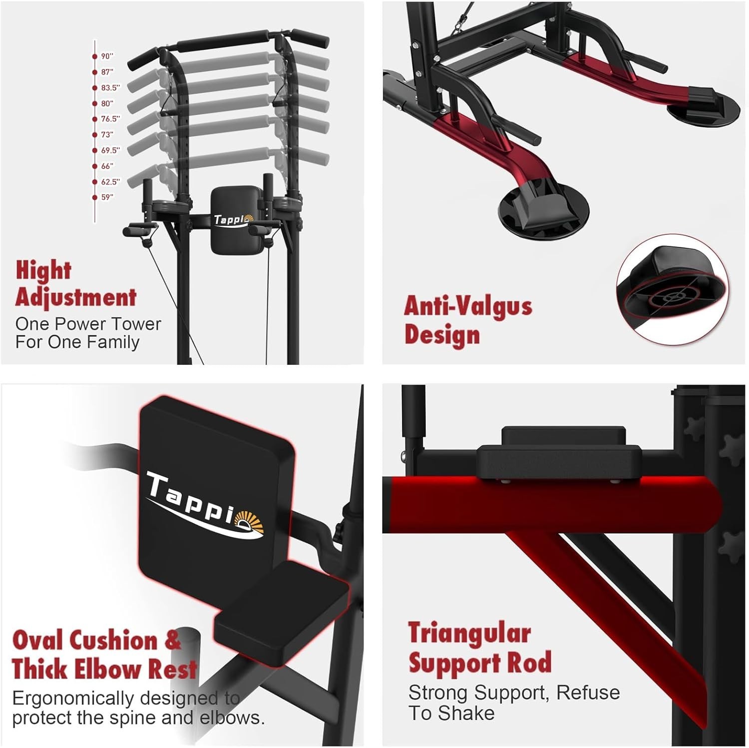 Power tower multifunctional pull-up adjustable height fitness equipment