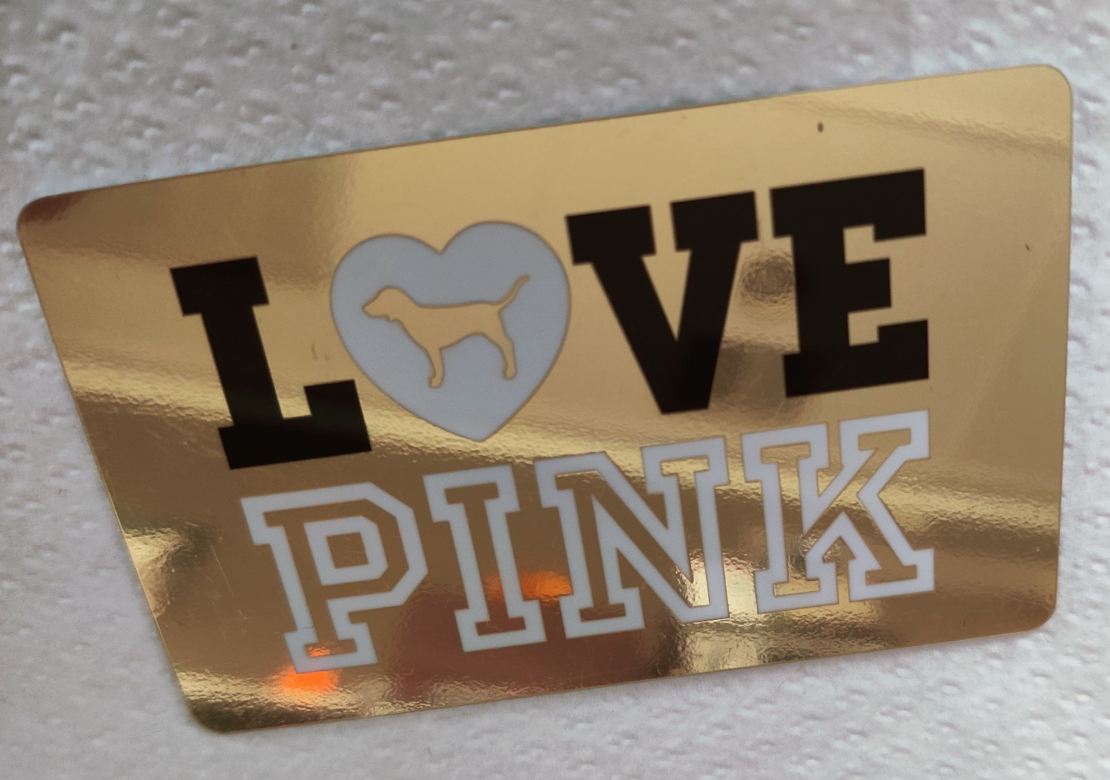 RARE VICTORIA SECRET LOVE PINK COLLECTIBLE CARD Victoria's Gold Heart Dog