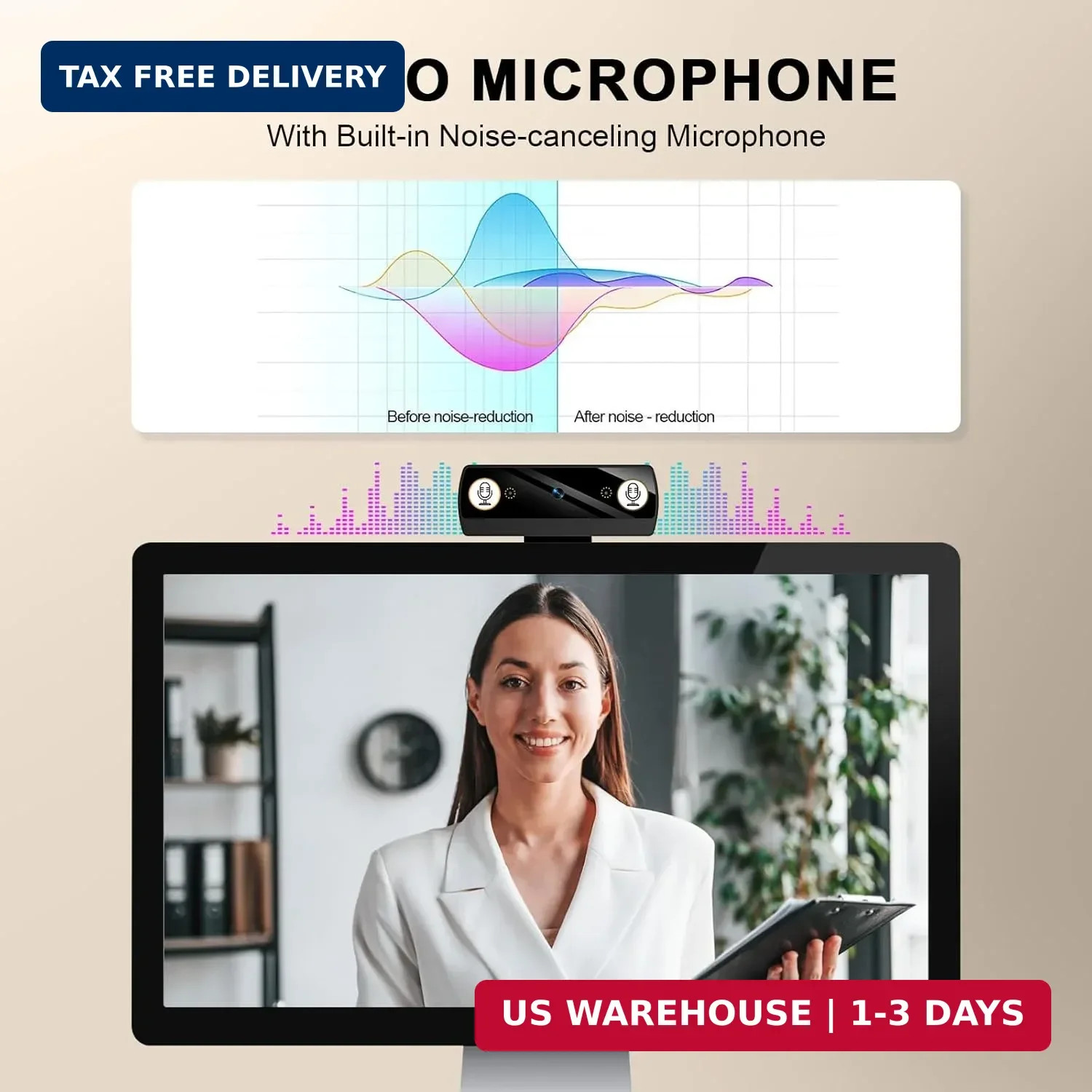 Diccik 1080P Webcam with Microphone, Full HD Video Calling Web Camera, HD Light