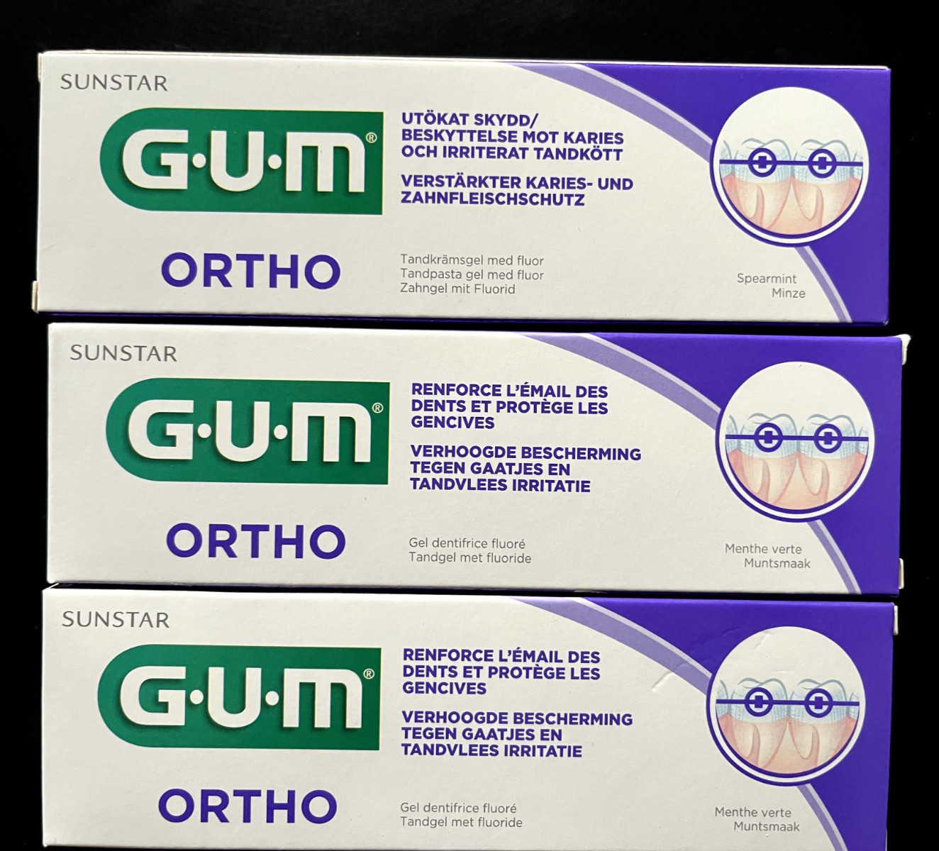 3 X Butler G-U-M Ortho Gel Toothpaste for Orthodontics 75 ML Exp 2026
