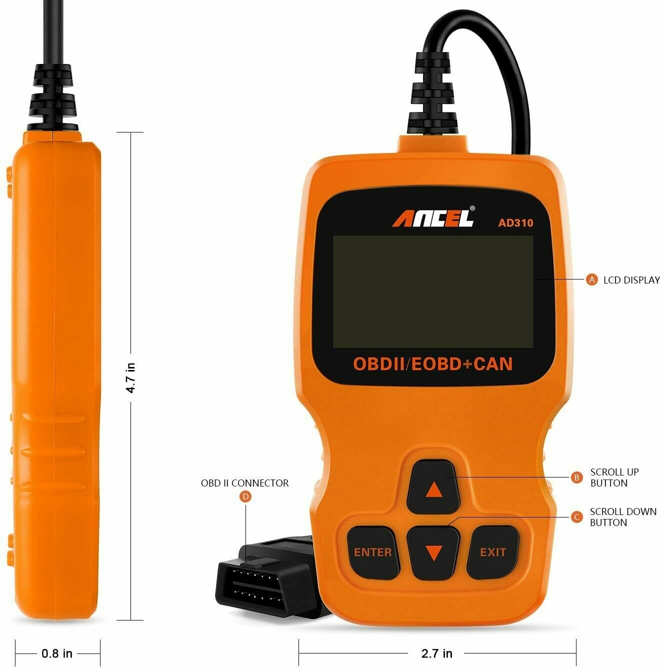 Ancel AD310 OBD2 Scanner Auto Car Code Reader Check Engine Fault Diagnostic Tool