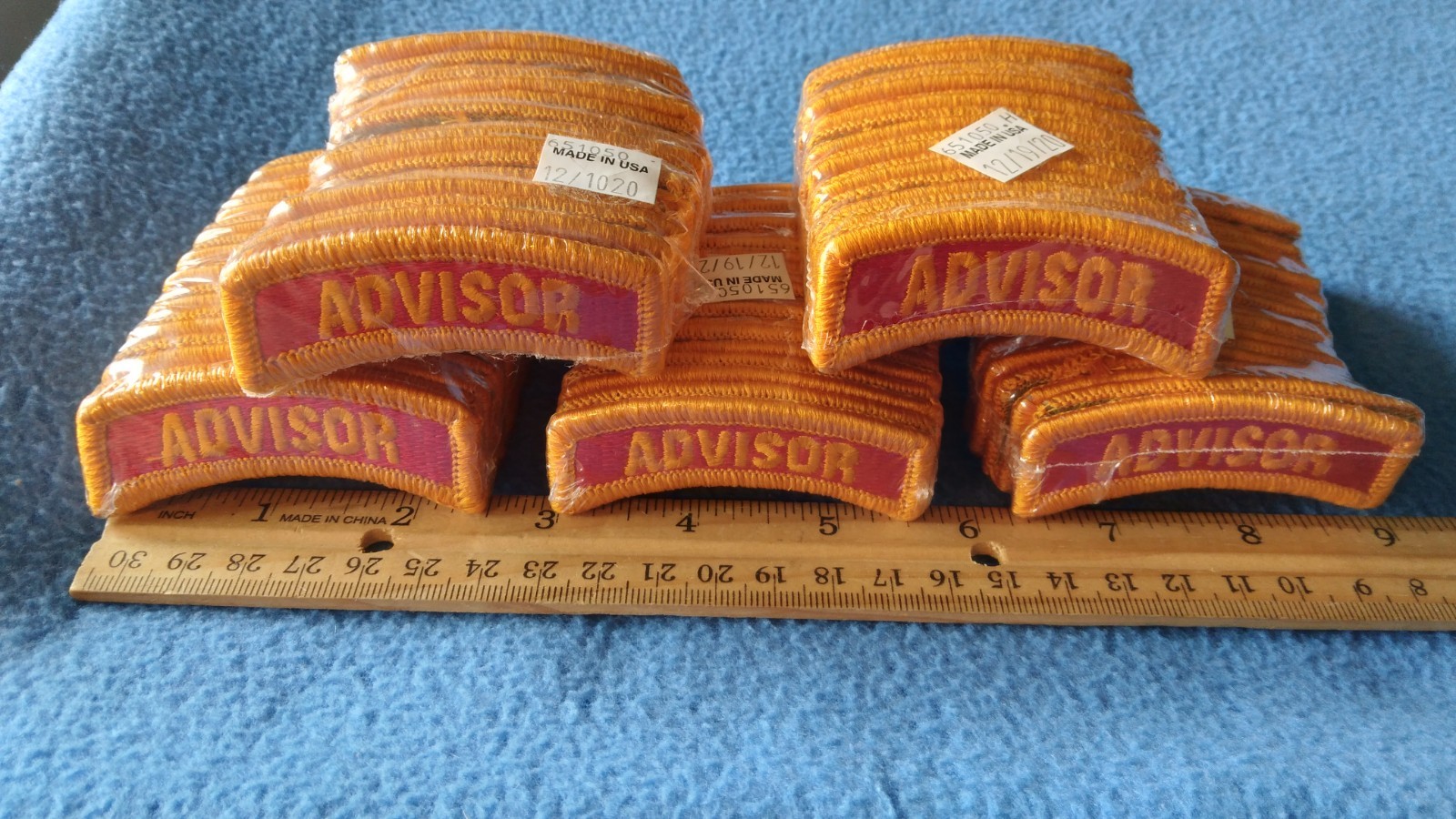 LOT OF 5 BUNDLES OF 20 - US ARMY ADVISOR TABS - NEW SEALED HOOK BACKS