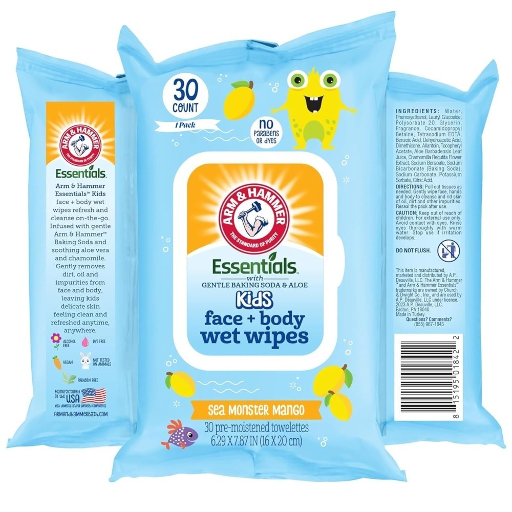 30 Count Travel Friendly Baby Wipes for Face and Body with Aloe Vera and