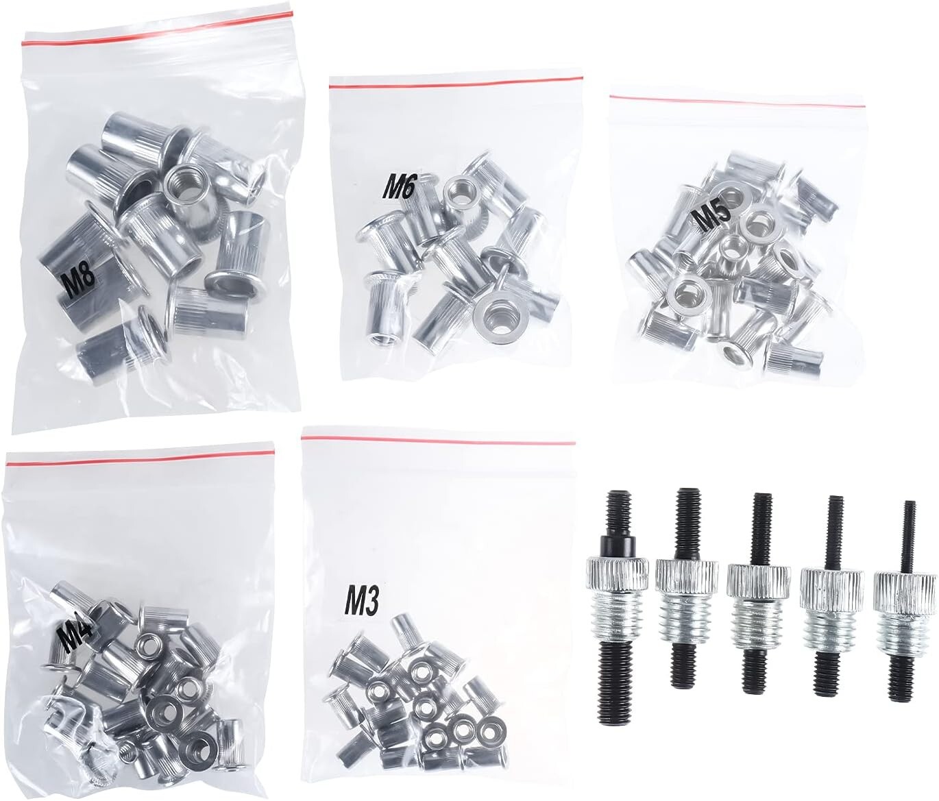 86Pc Threaded Nut Rivet Gun Insert Tool Riveter Rivnut Setter Riveting Kit M3-M8