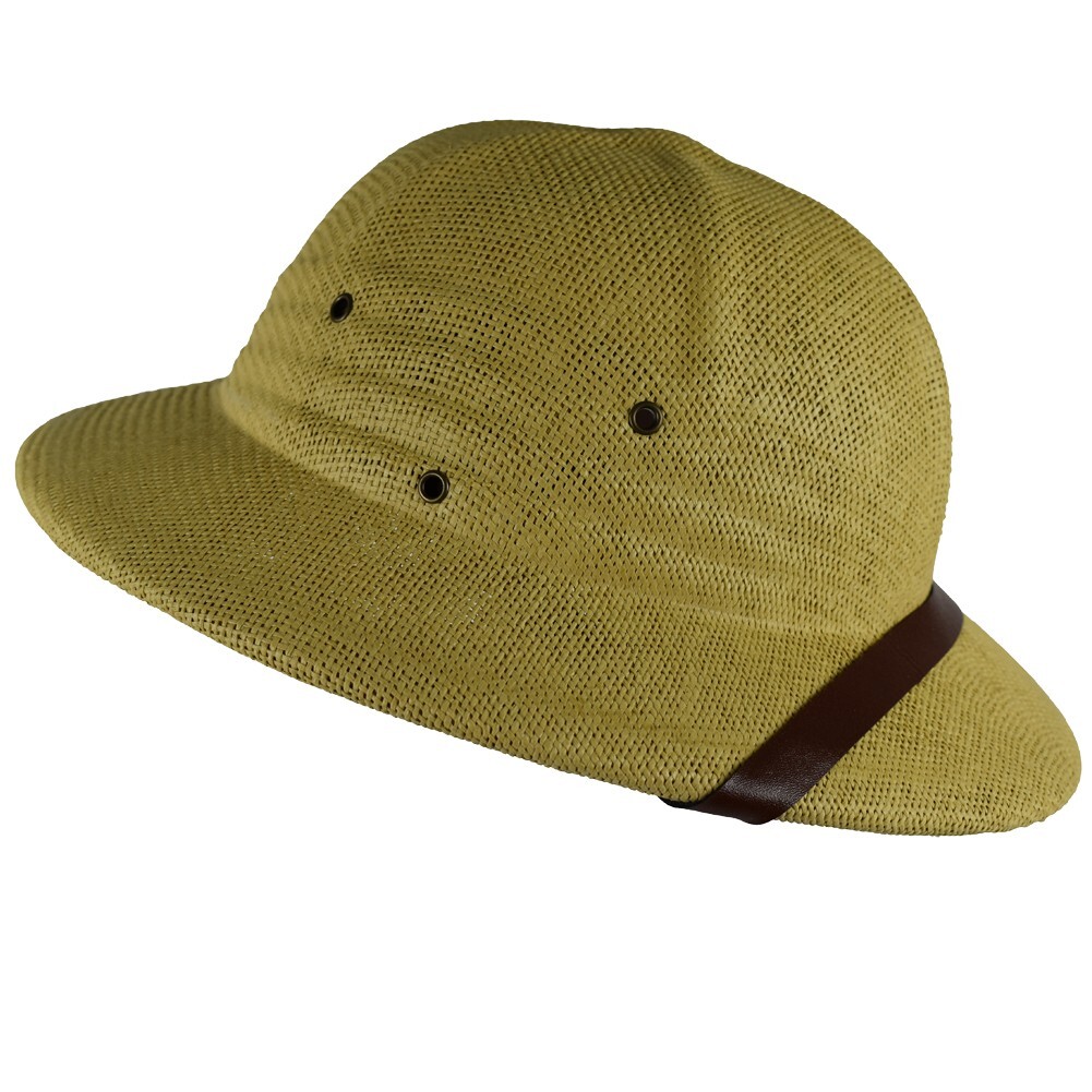 Pith Safari Jungle Helmet African Summer Hat with Sweatband Toyo Natural Khaki