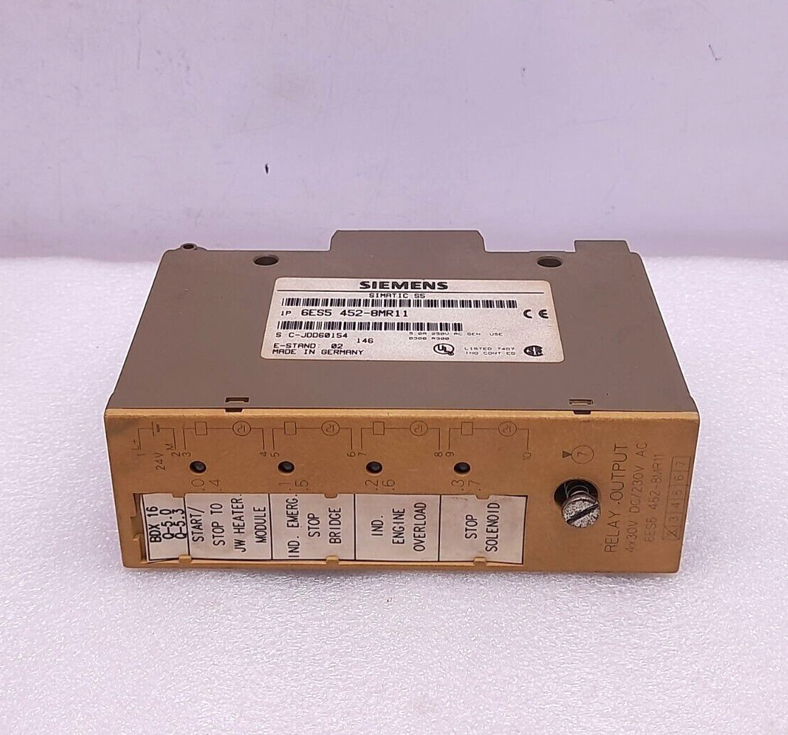 Siemens Simatic S5 6ES5 452-8MR11 Relay Output 4x30VDC/230VAC 5.0A 250VAC