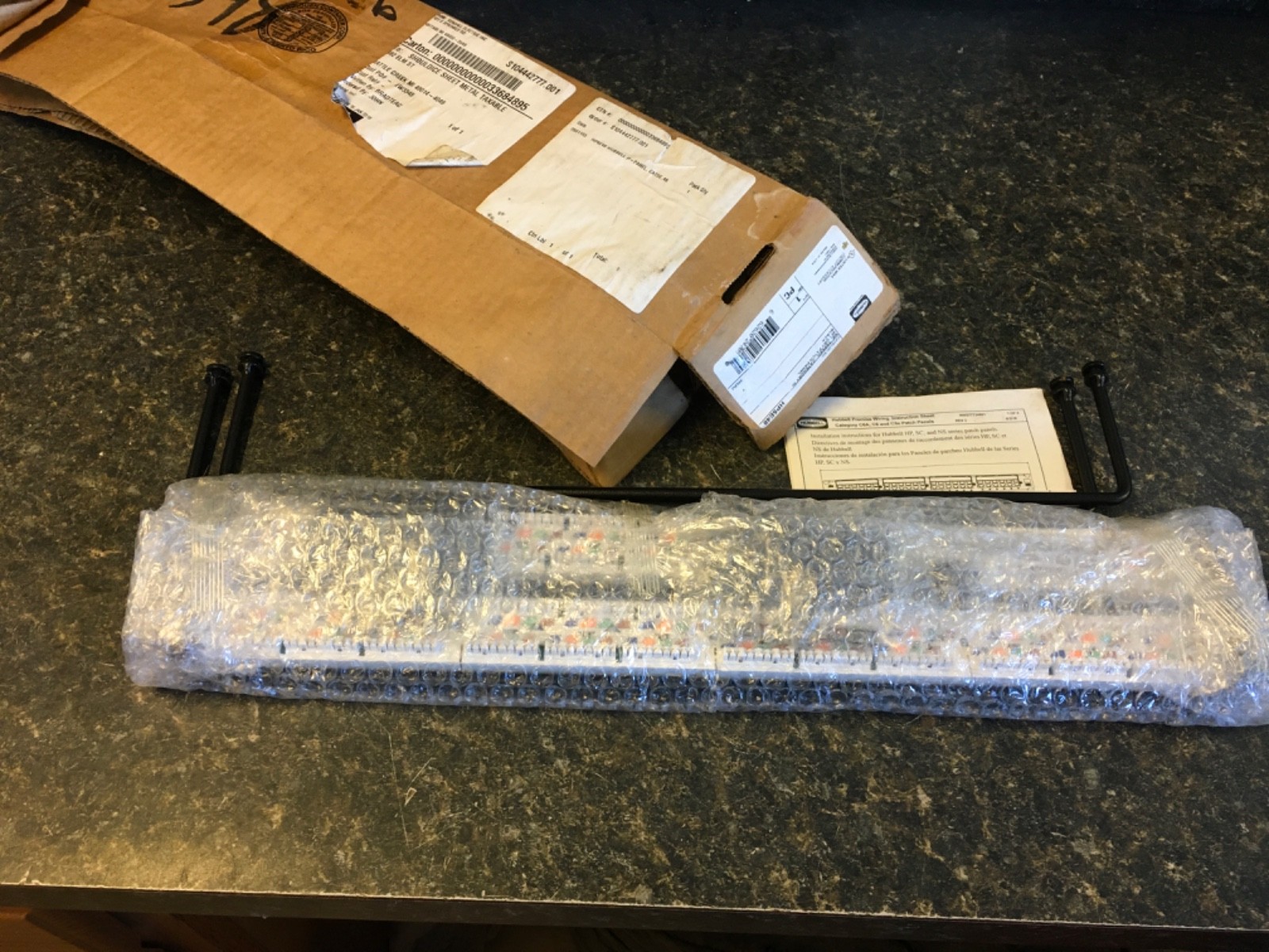 Hubbell HP5E48 CAT.5e Patch Panel W/ Rack Mount, 48-Port