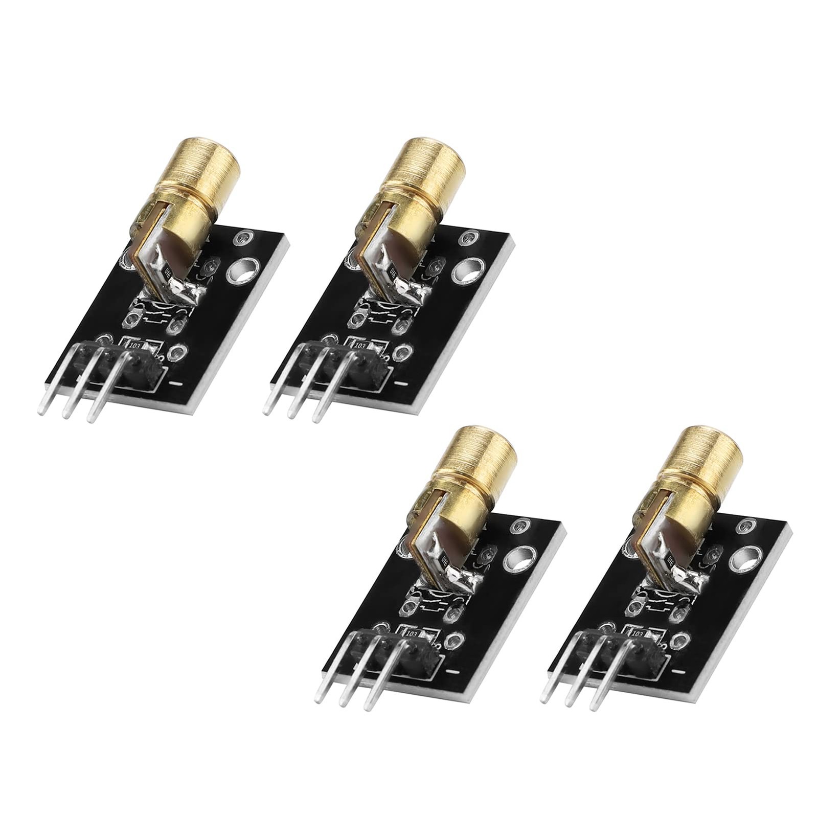 4 Pcs 3 Pin 650nm Red Transmitter Module Dot Diode Copper Head Sensor Module ...