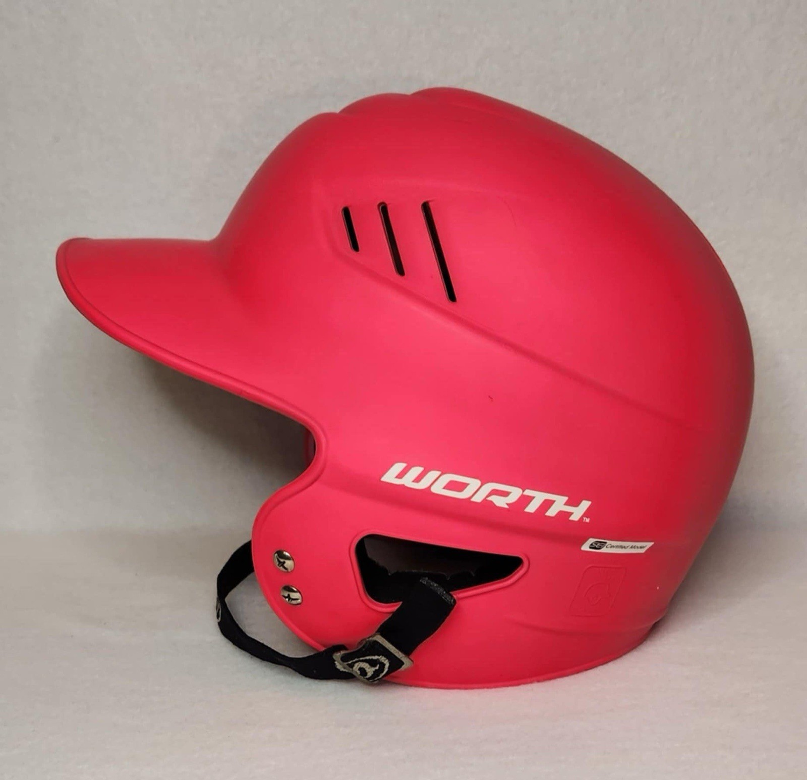 Worth Fastpitch Softball Batting Helmet 60 MPH Matte Pink White