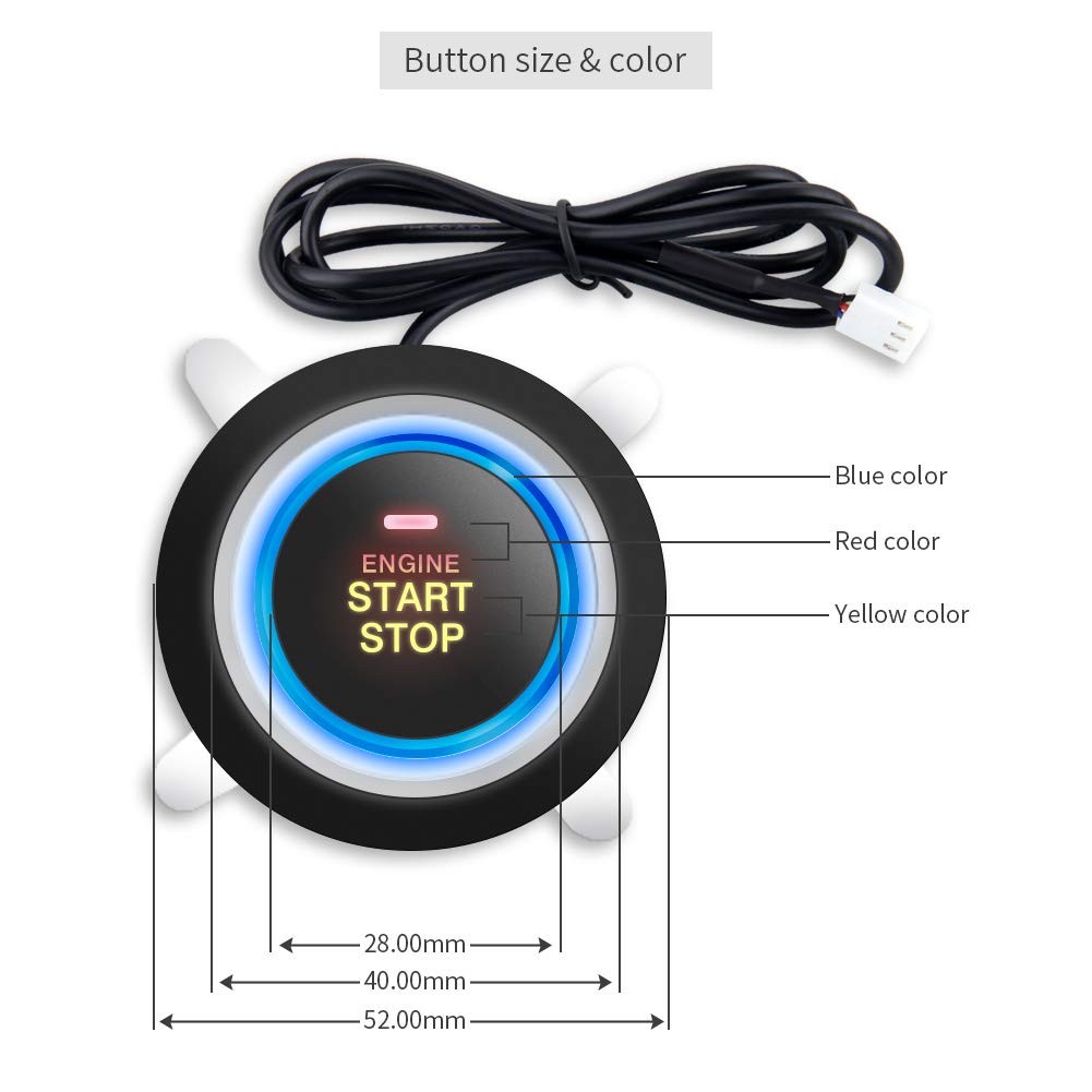 EC004 Smart RFID Push Engine Start Button kit & Keyless Go System Upgrade Key