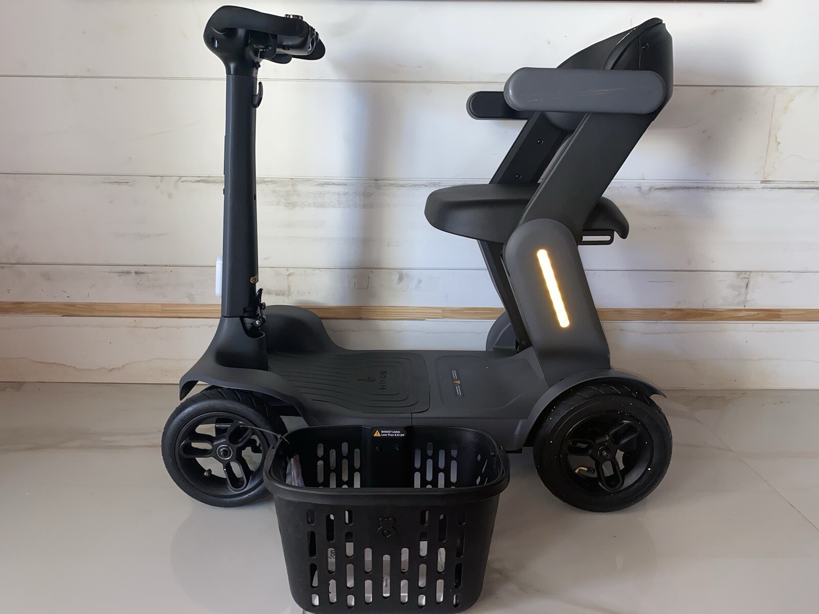 Glashow S3 Foldable Mobility Scooter with Seat and Basket for Adults- Gray