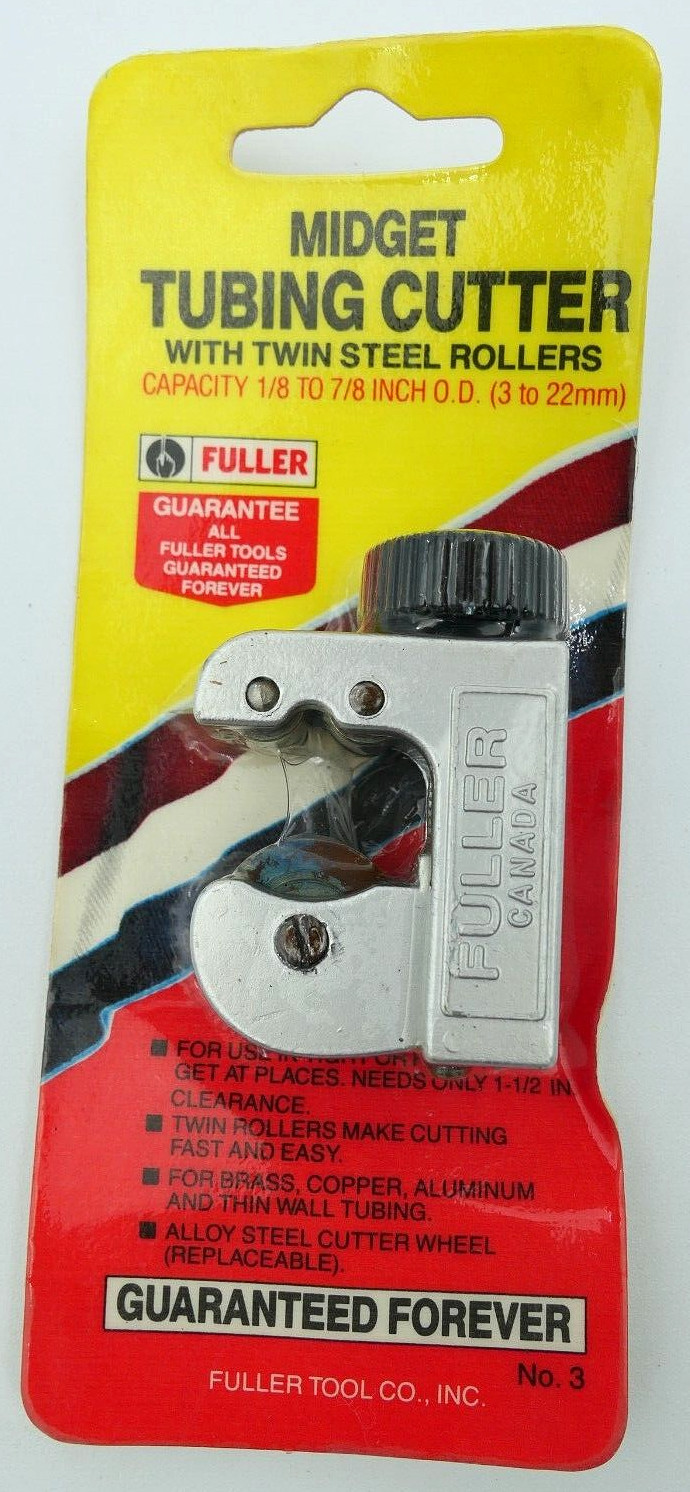 Vintage Fuller Midget Tubing Cutter w Twin Steel Rollers No.3 1/8"-7/8" O.D. NOS